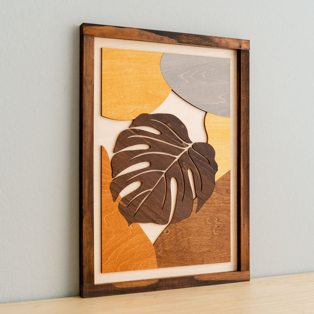 Bohemian Tropical Leaf Wooden Wall Art Trio for Rustic Home Decor R24