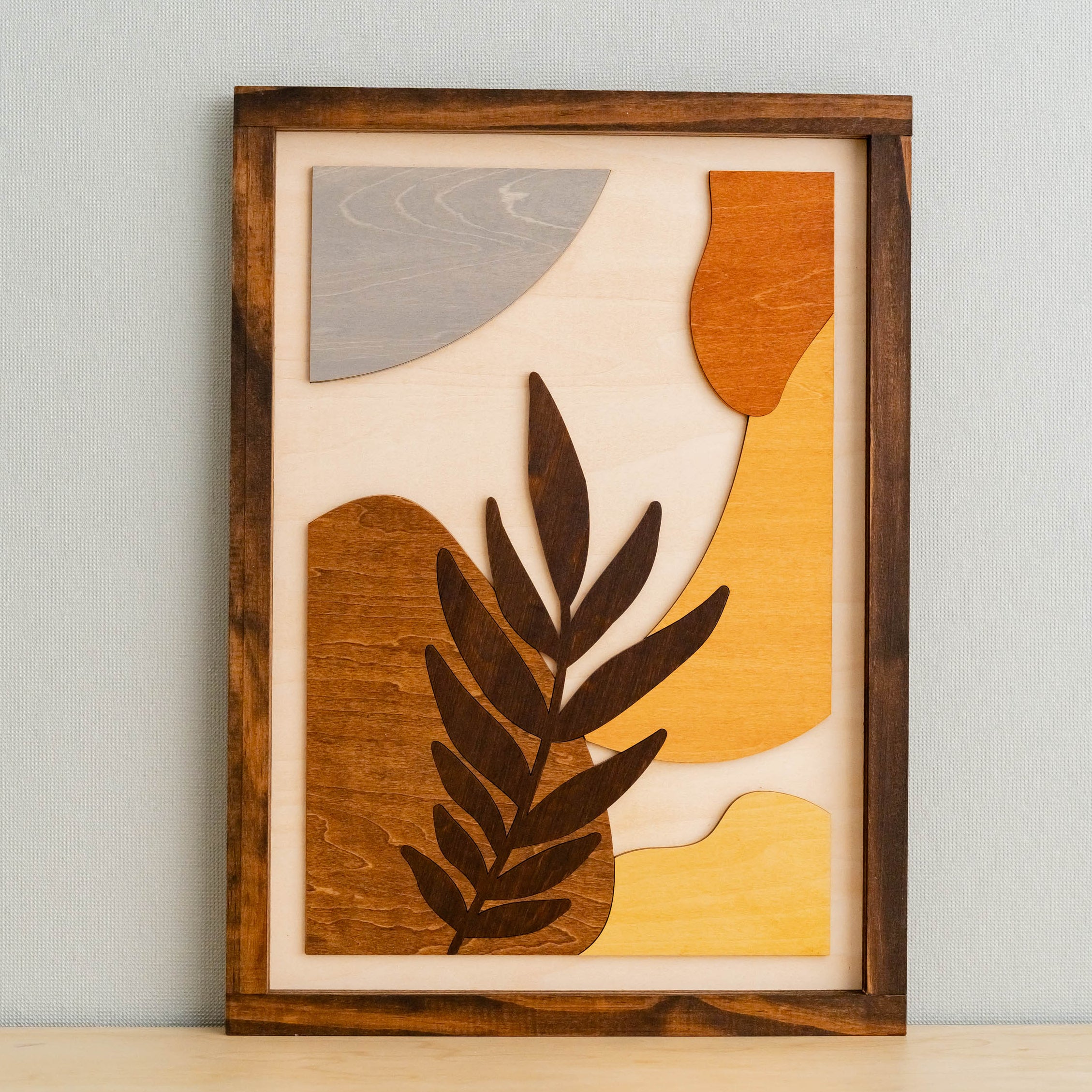 Bohemian Tropical Leaf Wooden Wall Art for Boho Home Decor R24