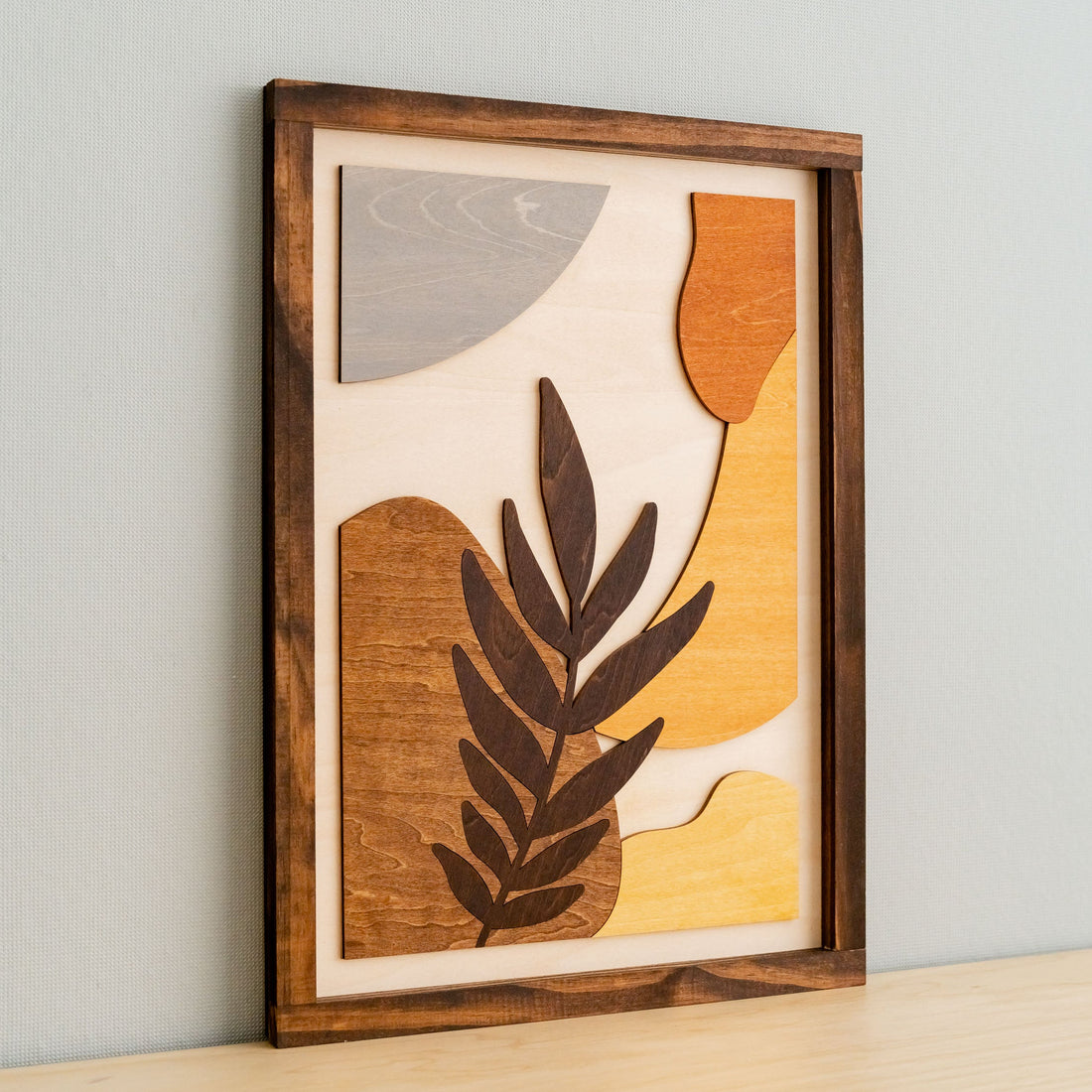 Bohemian Tropical Leaf Wooden Wall Art for Boho Home Decor R24