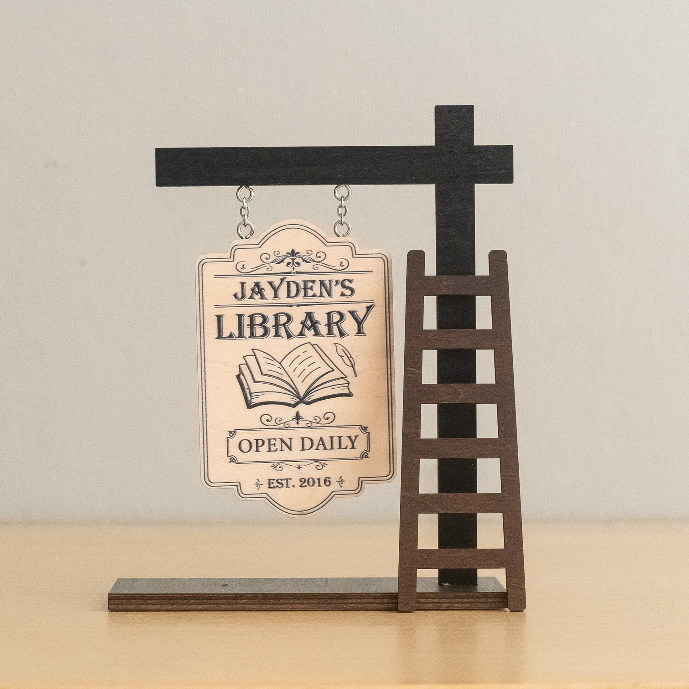 Personalized Library Hanging Wood Sign Reading Corner Decor B04