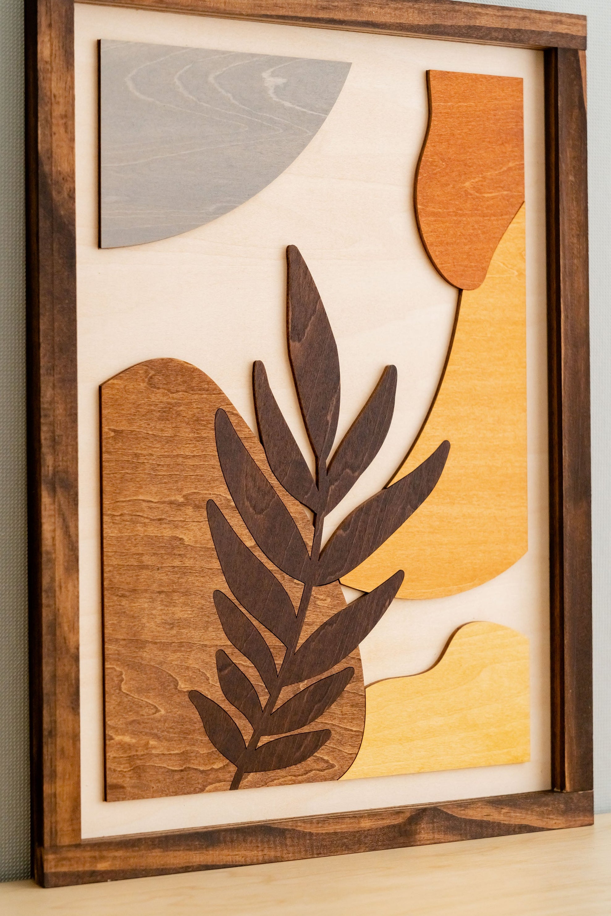 Bohemian Tropical Leaf Wooden Wall Art for Boho Home Decor R24