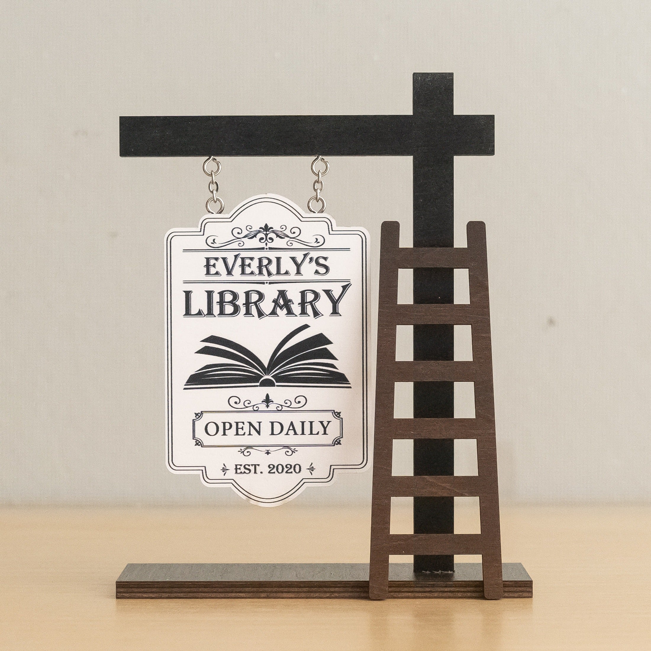 Personalized Library Hanging Wood Sign Reading Corner Decor B04