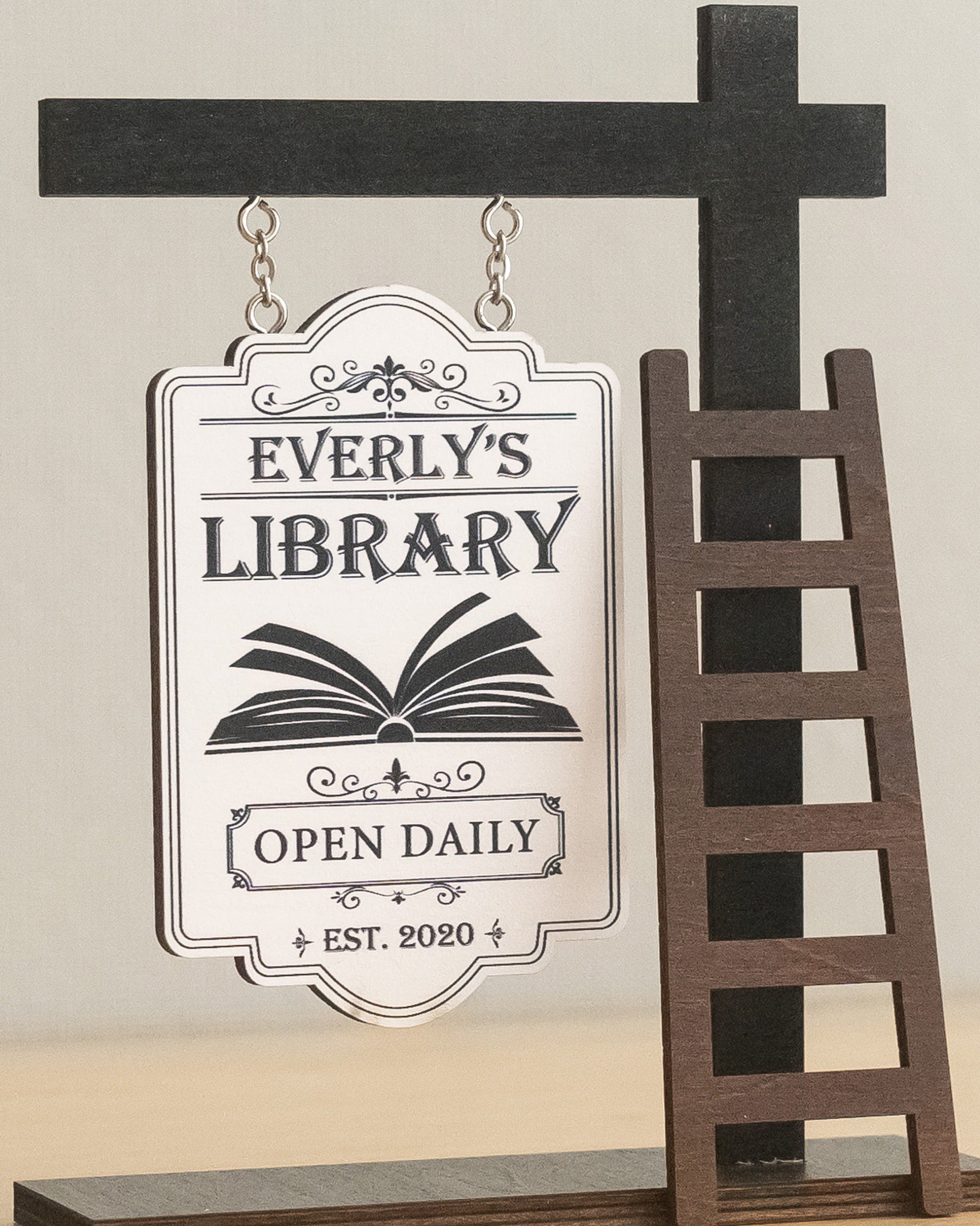 Personalized Library Hanging Wood Sign Reading Corner Decor B04
