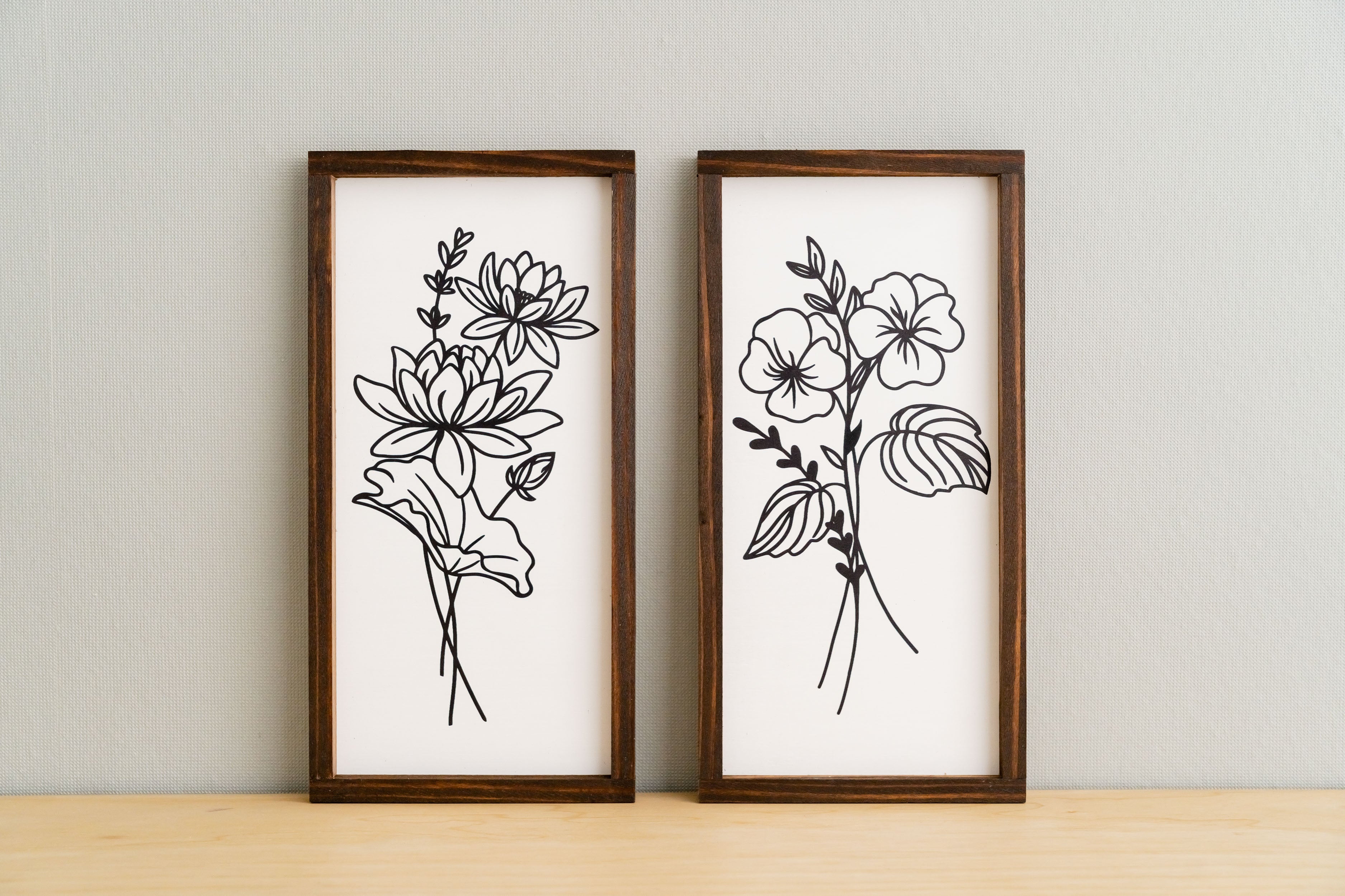 Wildflower Botanical Floral Wood Wall Hanging for Floral Wall Art and Botanical Wood Decor R26