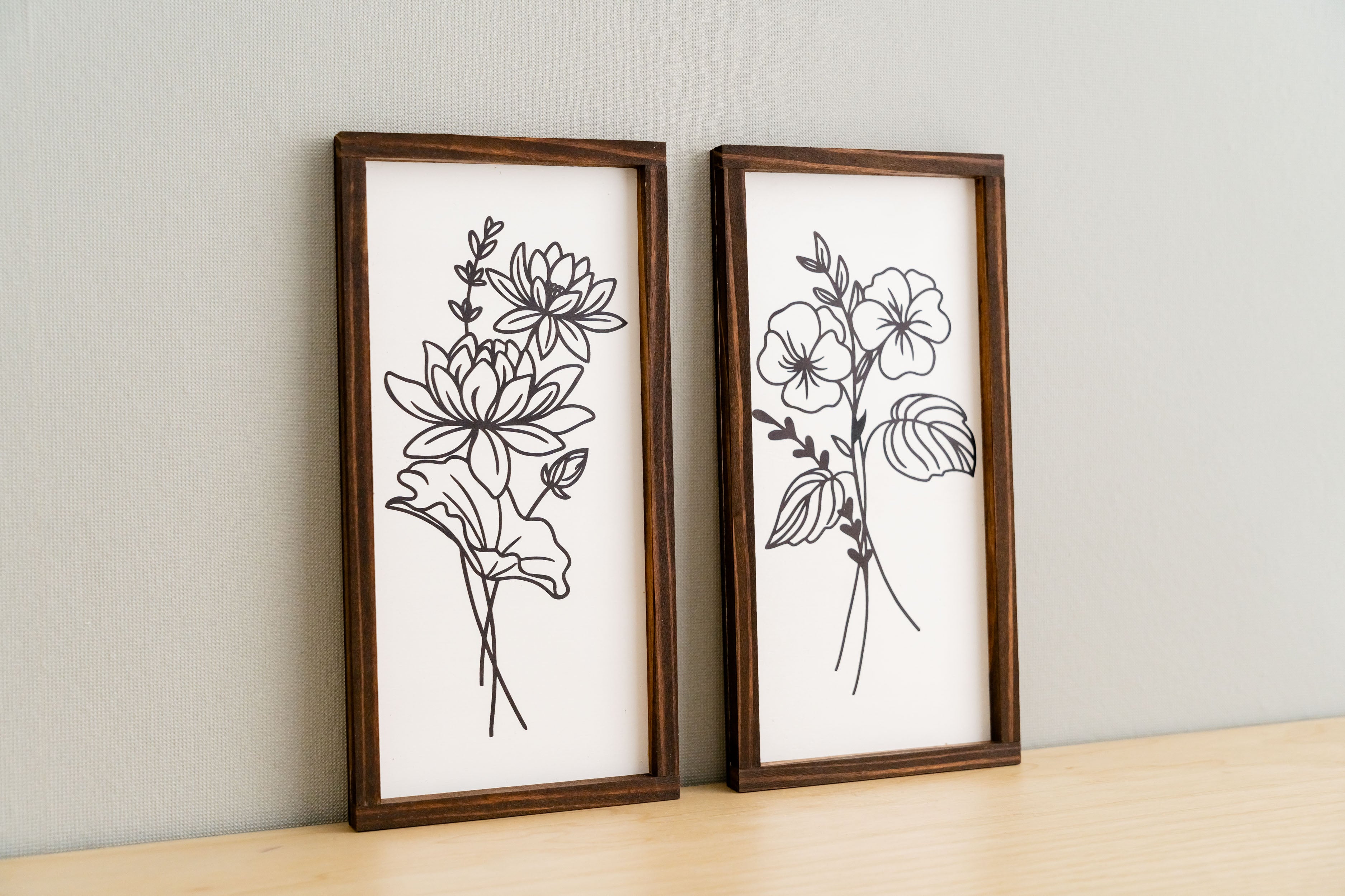 Wildflower Botanical Floral Wood Wall Hanging for Modern Wall Art and Floral Home Decor R26