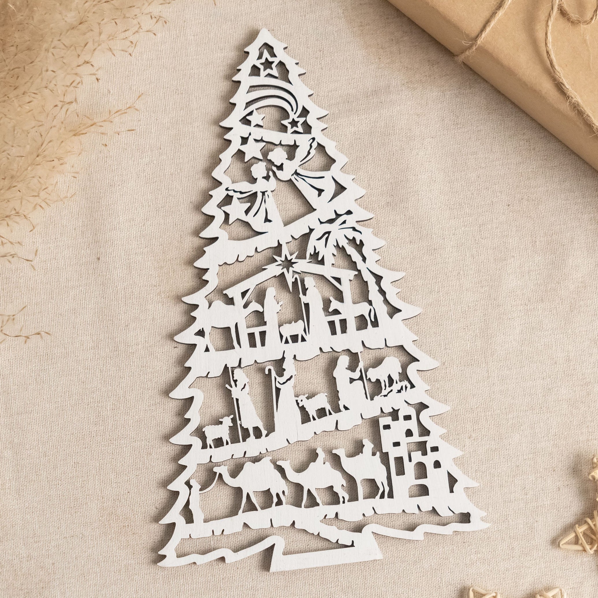 Wooden Nativity Tree Decor for Nativity Christmas Decor and Rustic Style R53