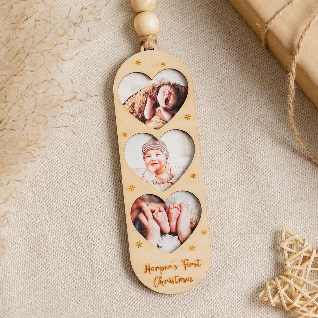 Personalized Wooden Photo Family Ornament for Custom Christmas Photo Decor R48