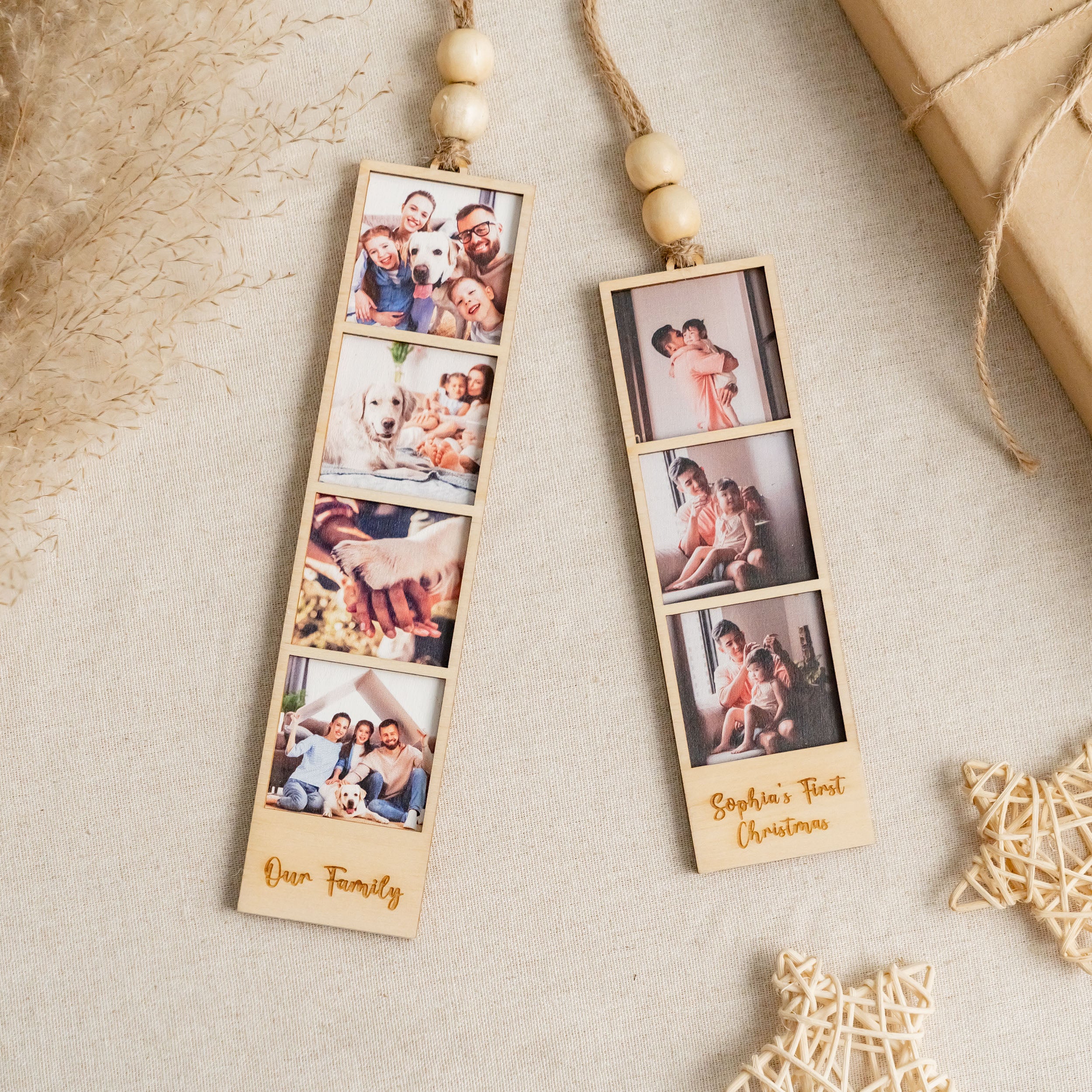 Wooden Personalized Photo Family Ornament for Photo Christmas Ornament and Wooden Picture Ornament R47