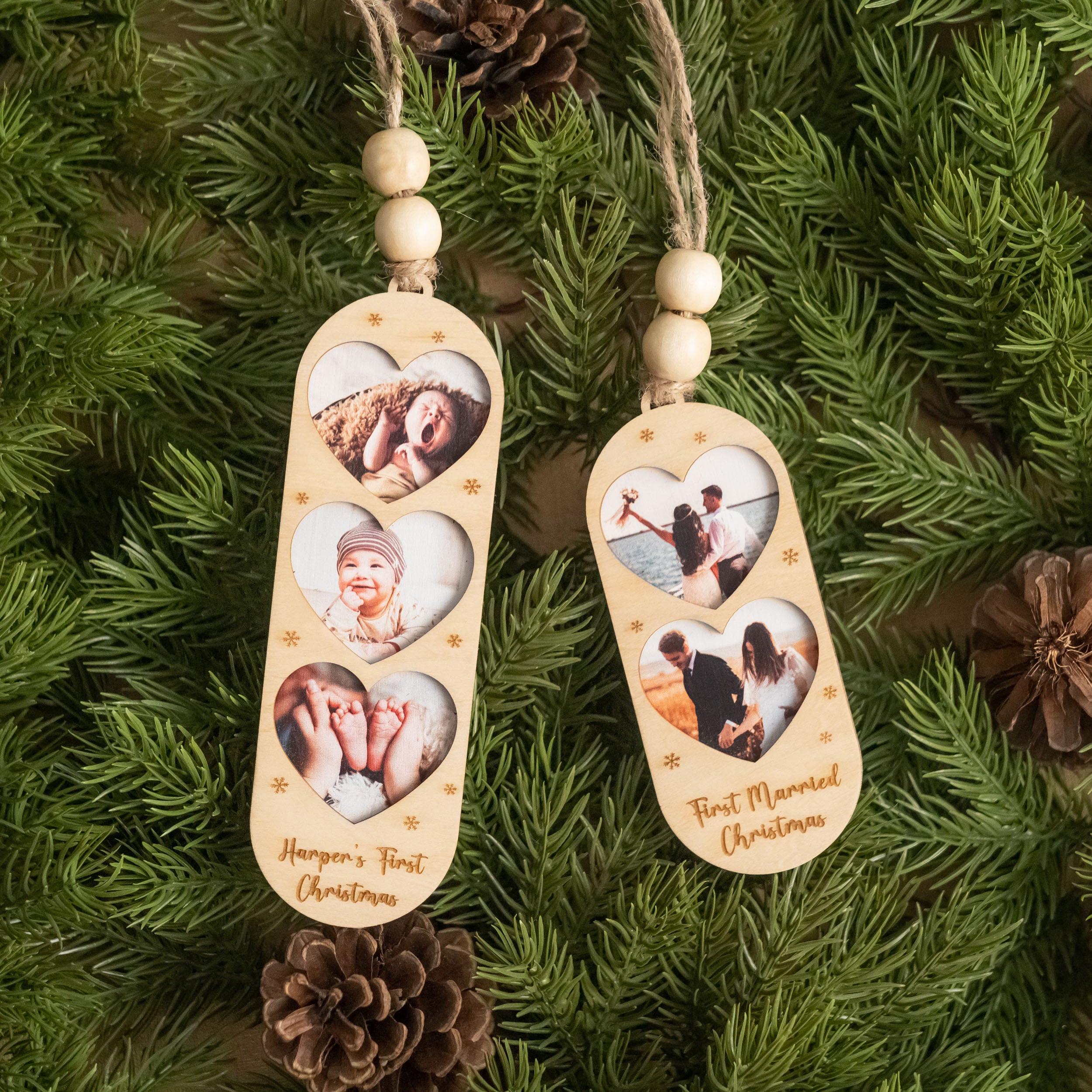 Personalized Wooden Photo Family Ornament for Christmas Decor R48