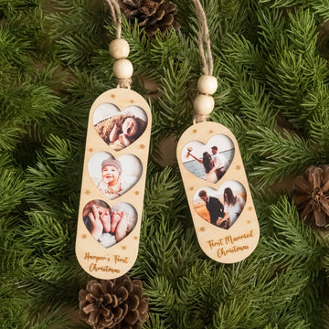 Personalized Wooden Photo Family Ornament and Family Gift R48