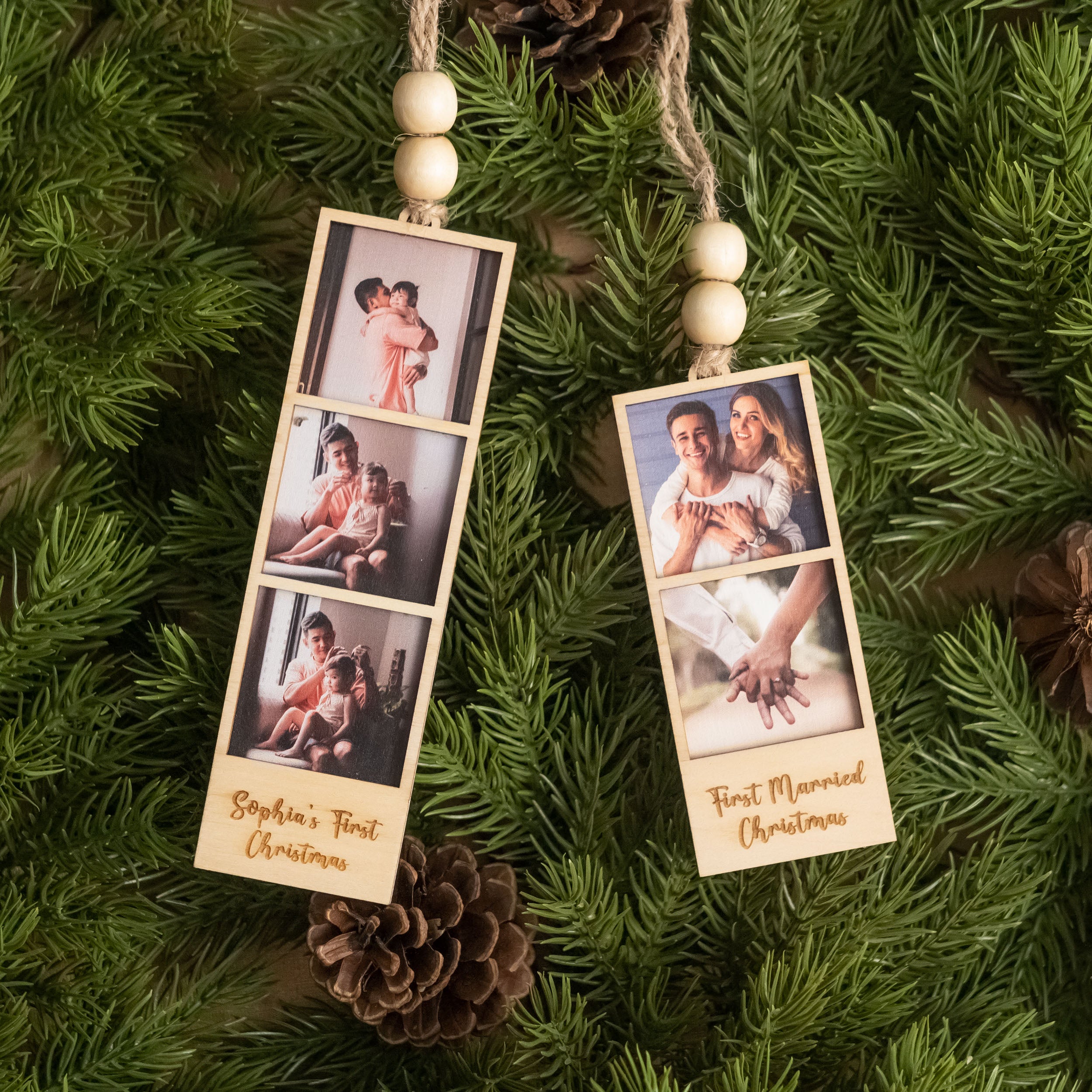 Wooden Personalized Photo Family Ornament for Photo Christmas Ornament and Wooden Picture Ornament R47