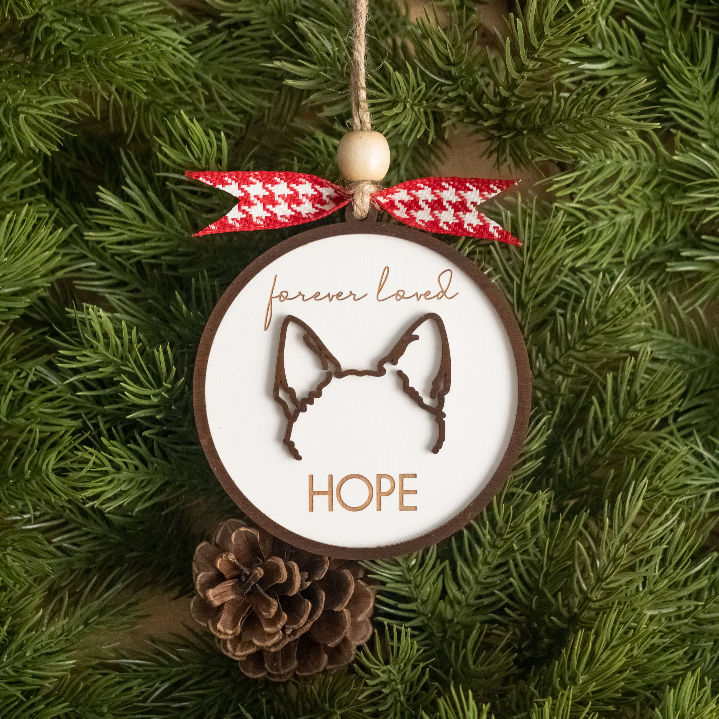 Personalized Dog Ear Ornament Wood Personalized Dog Ornament O76