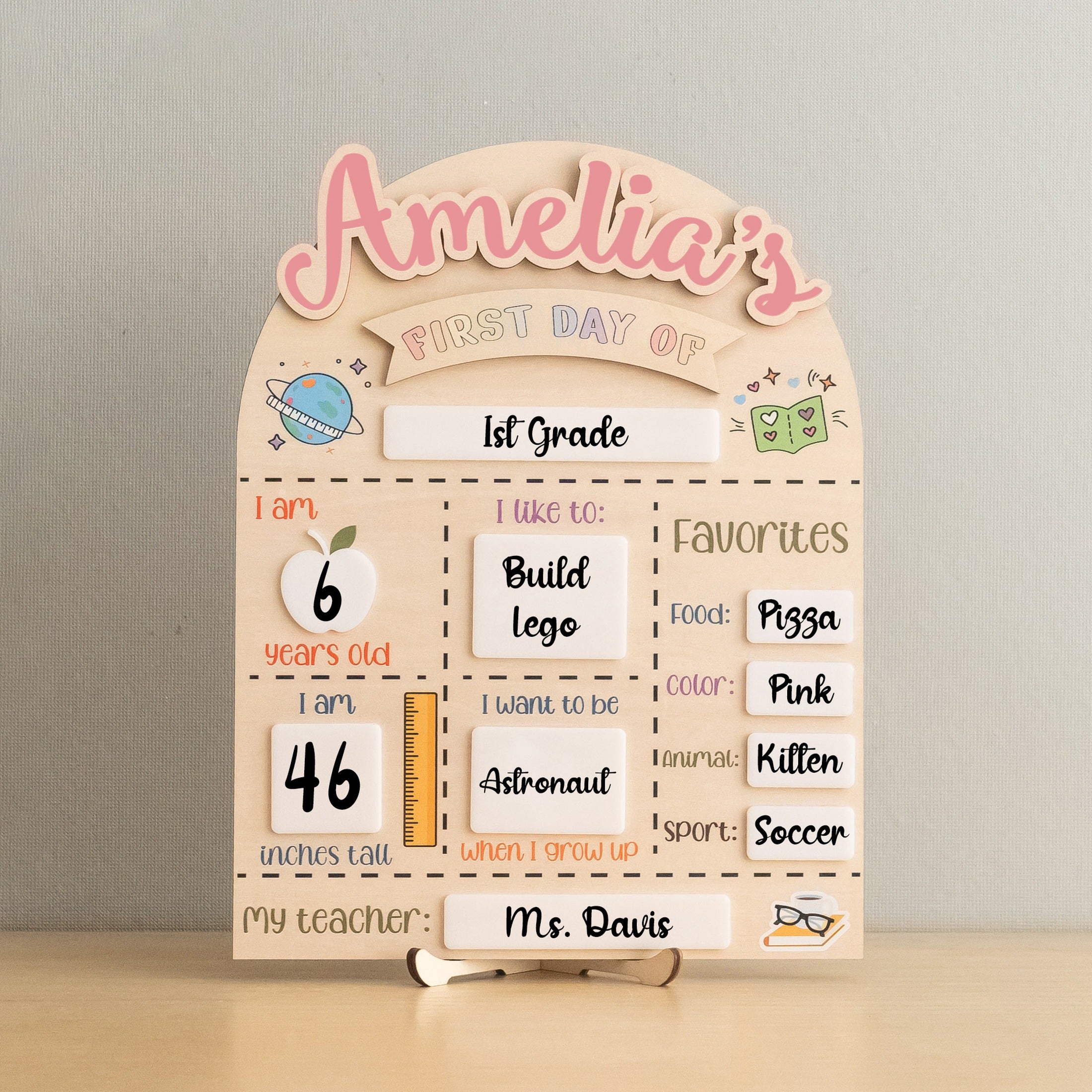 Personalized First Day of School Sign for Milestone Photos B26