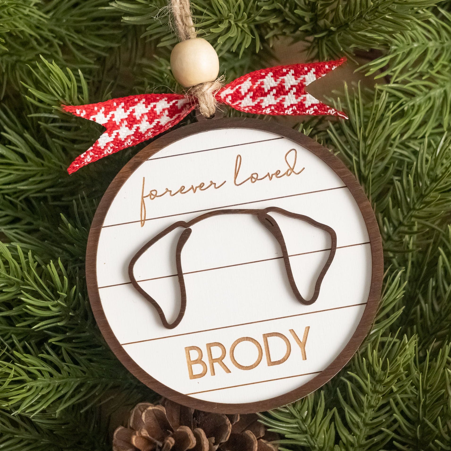 Personalized Dog Ear Ornament Wood Pet Christmas Ornament O76
