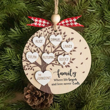 Personalized Family Christmas Ornament Wood for Family Christmas Ornament and Engraved Name Ornament R58