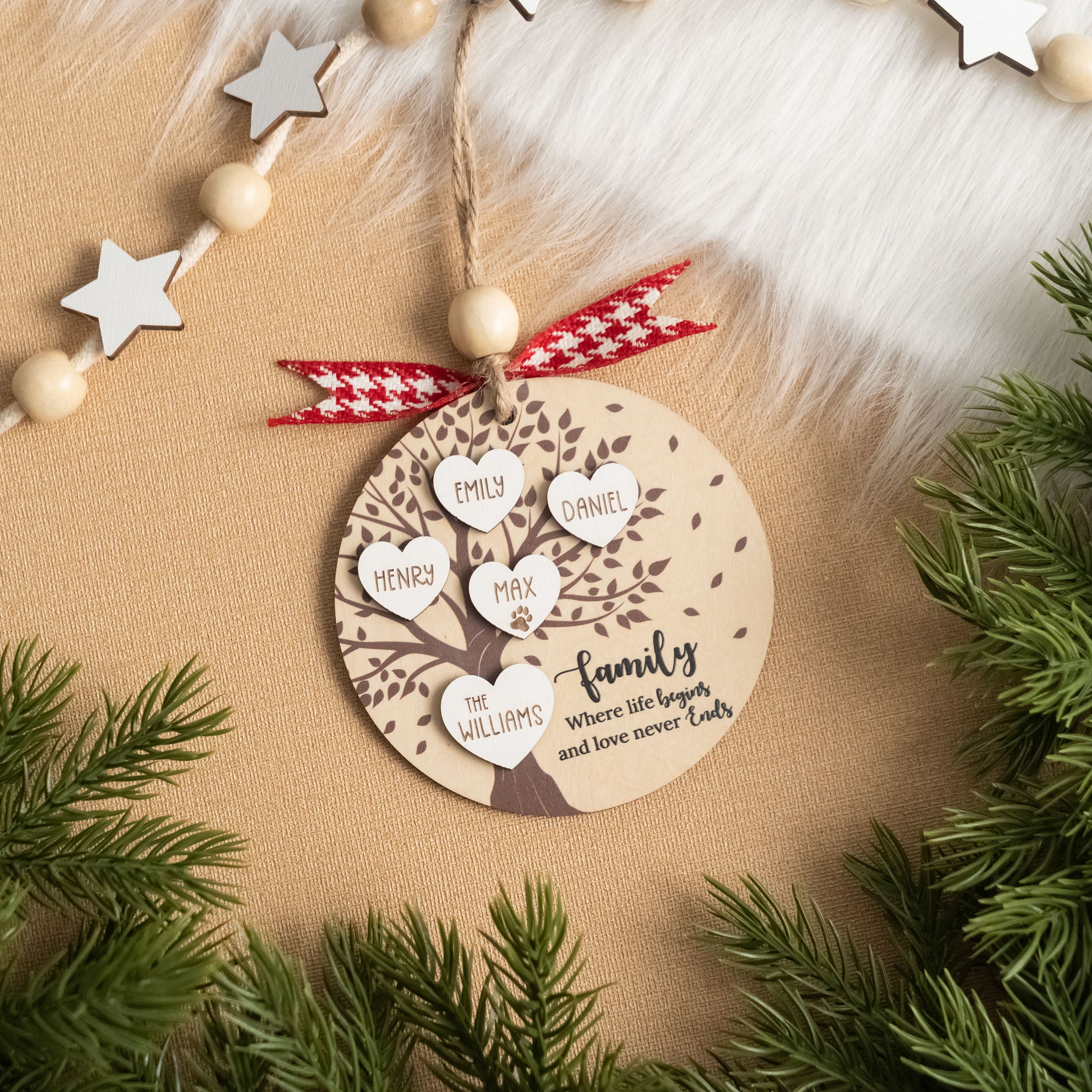 Personalized Family Christmas Ornament Wood for Custom Christmas Ornament and Engraved Family Ornament R58