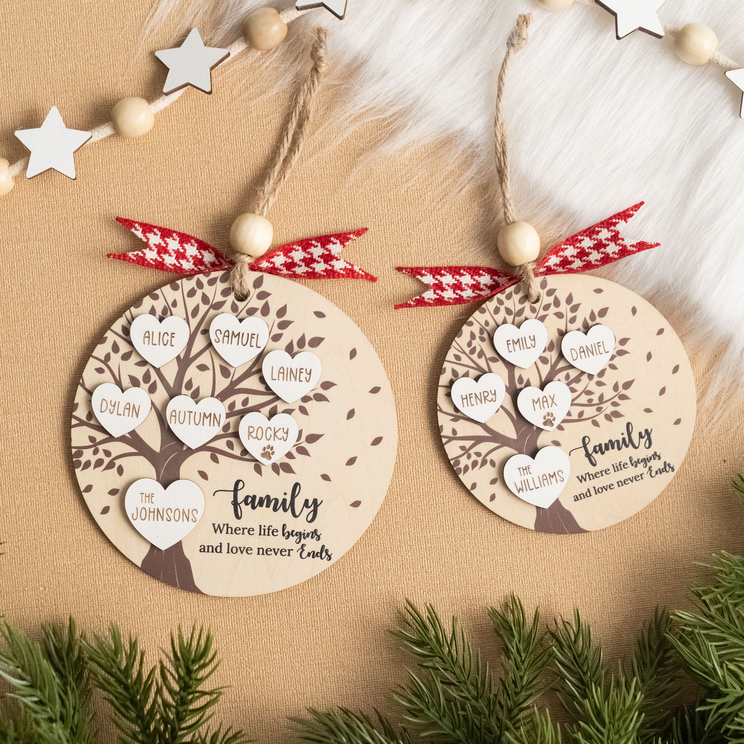 Personalized Family Christmas Ornament Wood for Custom Christmas Ornament and Engraved Family Ornament R58