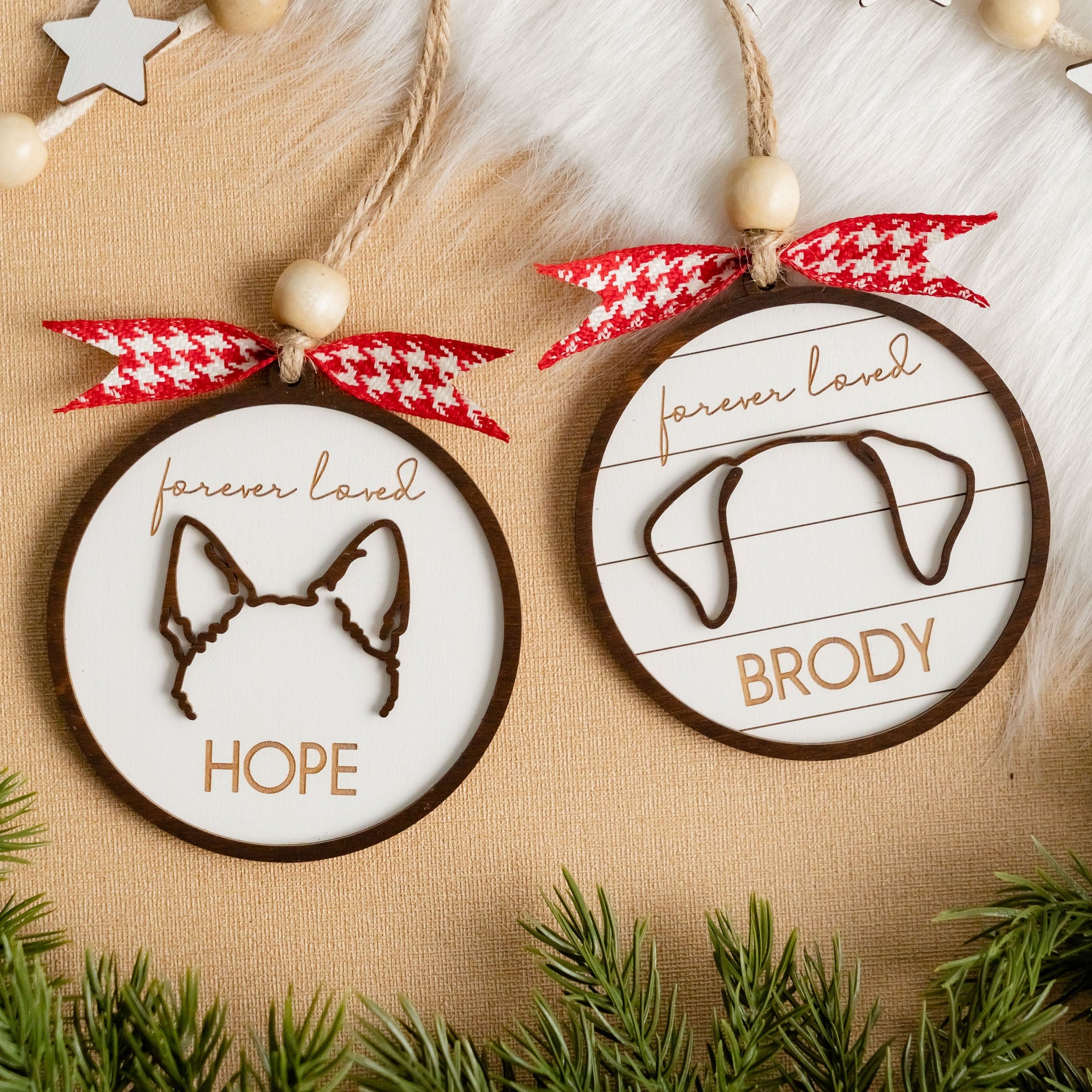 Personalized Dog Ear Ornament Wood Personalized Dog Ornament O76