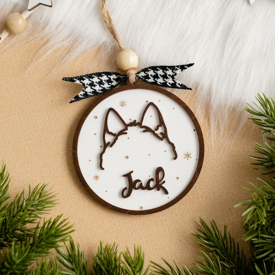 Personalized Dog Ear Ornament Wood for Dog Christmas Ornament and Custom Dog Ear Ornament O81