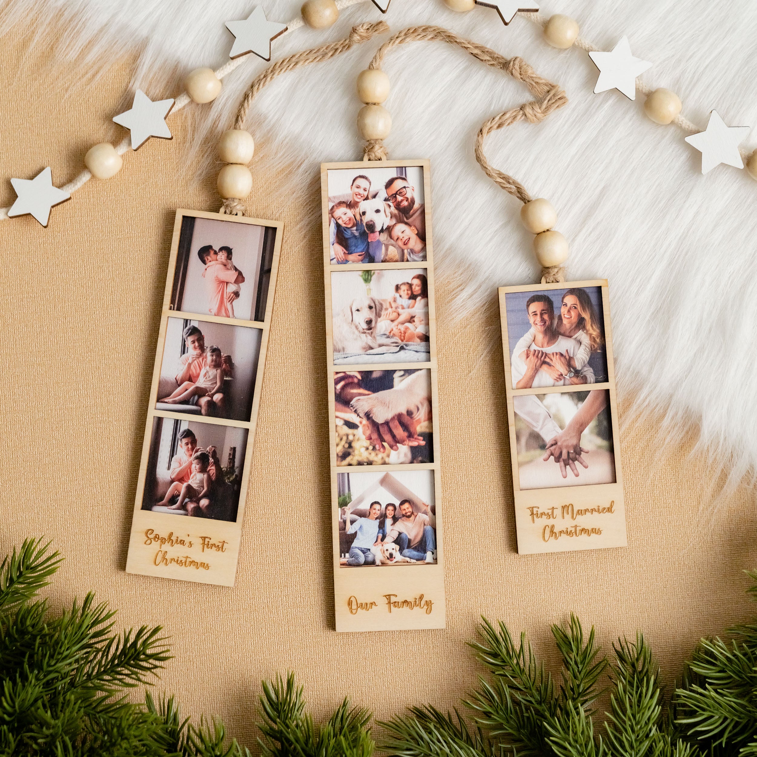 Wooden Personalized Photo Family Ornament for Photo Christmas Ornament and Wooden Picture Ornament R47