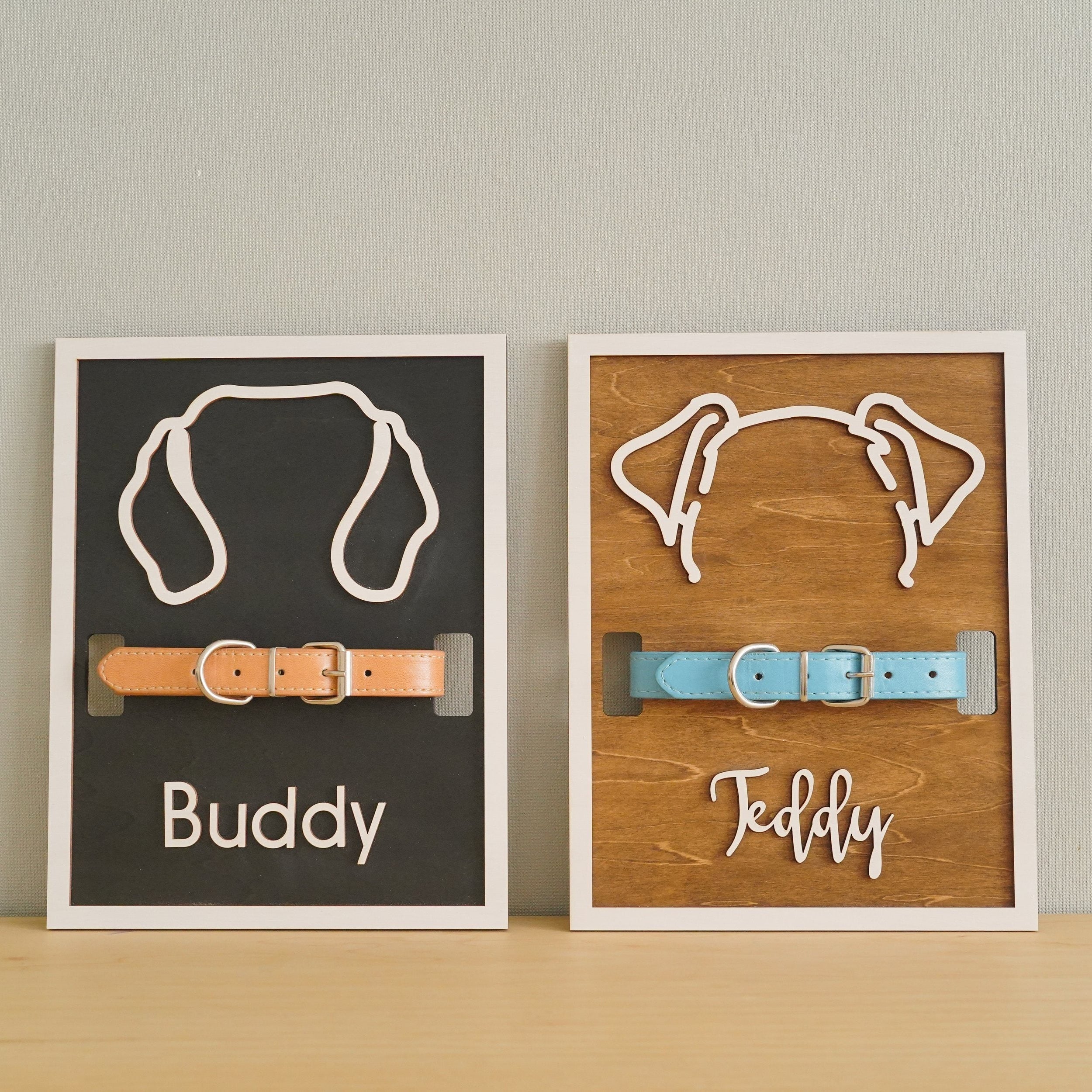 Dog Ear Drawing Framed Wood Pet Memorial Gift for Dog Lovers E17