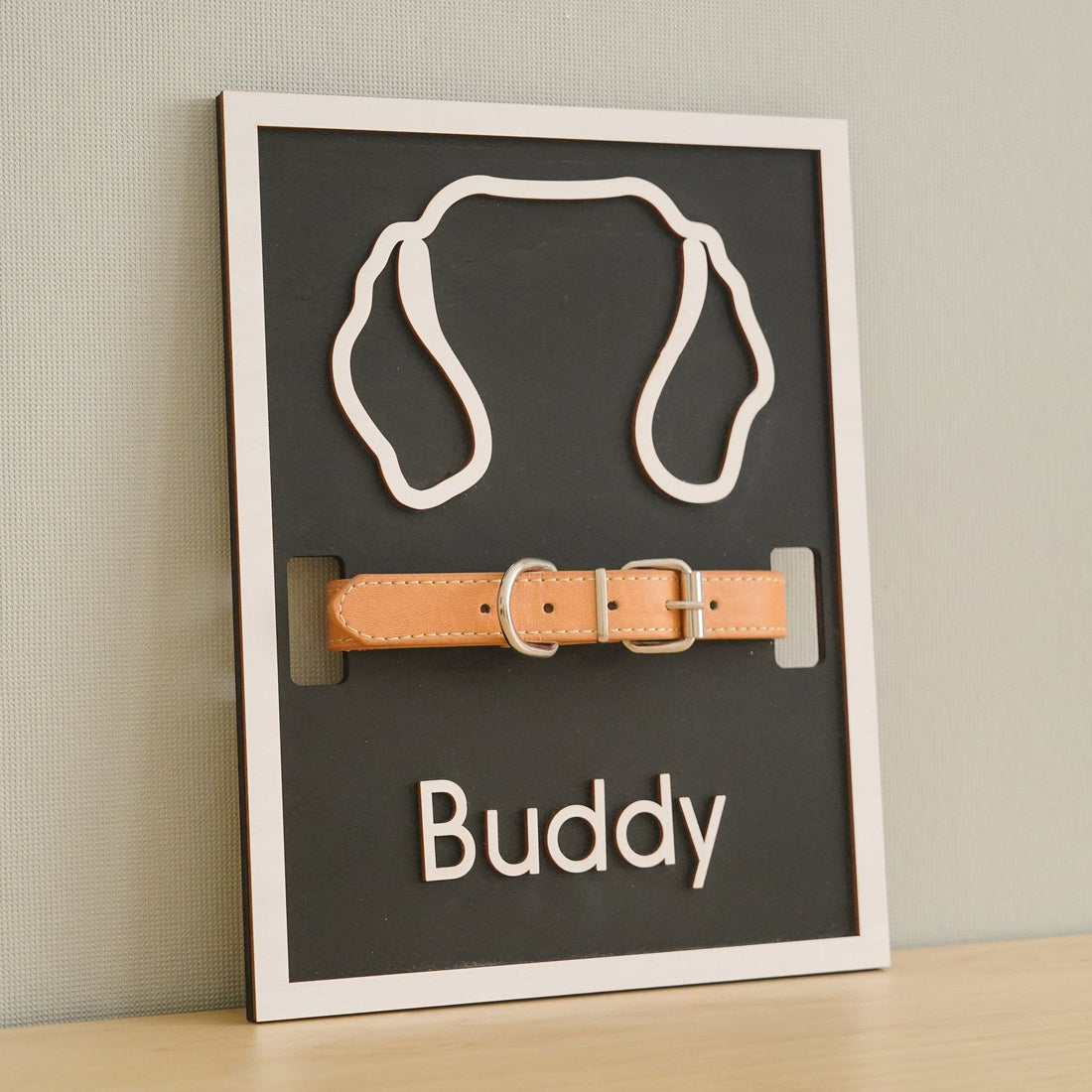 Dog Ear Drawing Framed Wood for Pet Memorial and Keepsake Decor E17