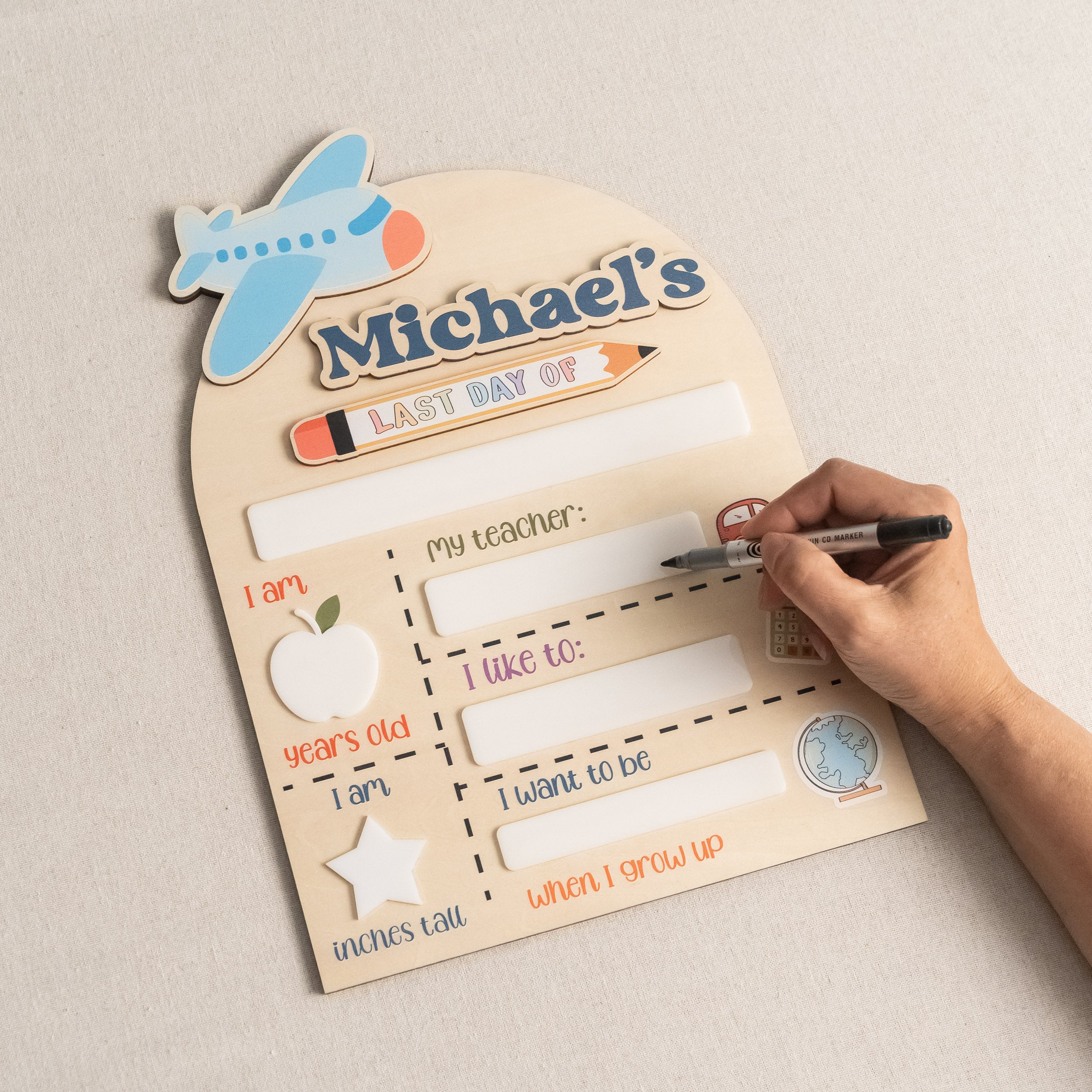 Personalized First Day of School Sign with Custom Name Board B27