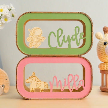 Personalized Animal Piggy Bank Wood for Kids and Baby Gifts G87