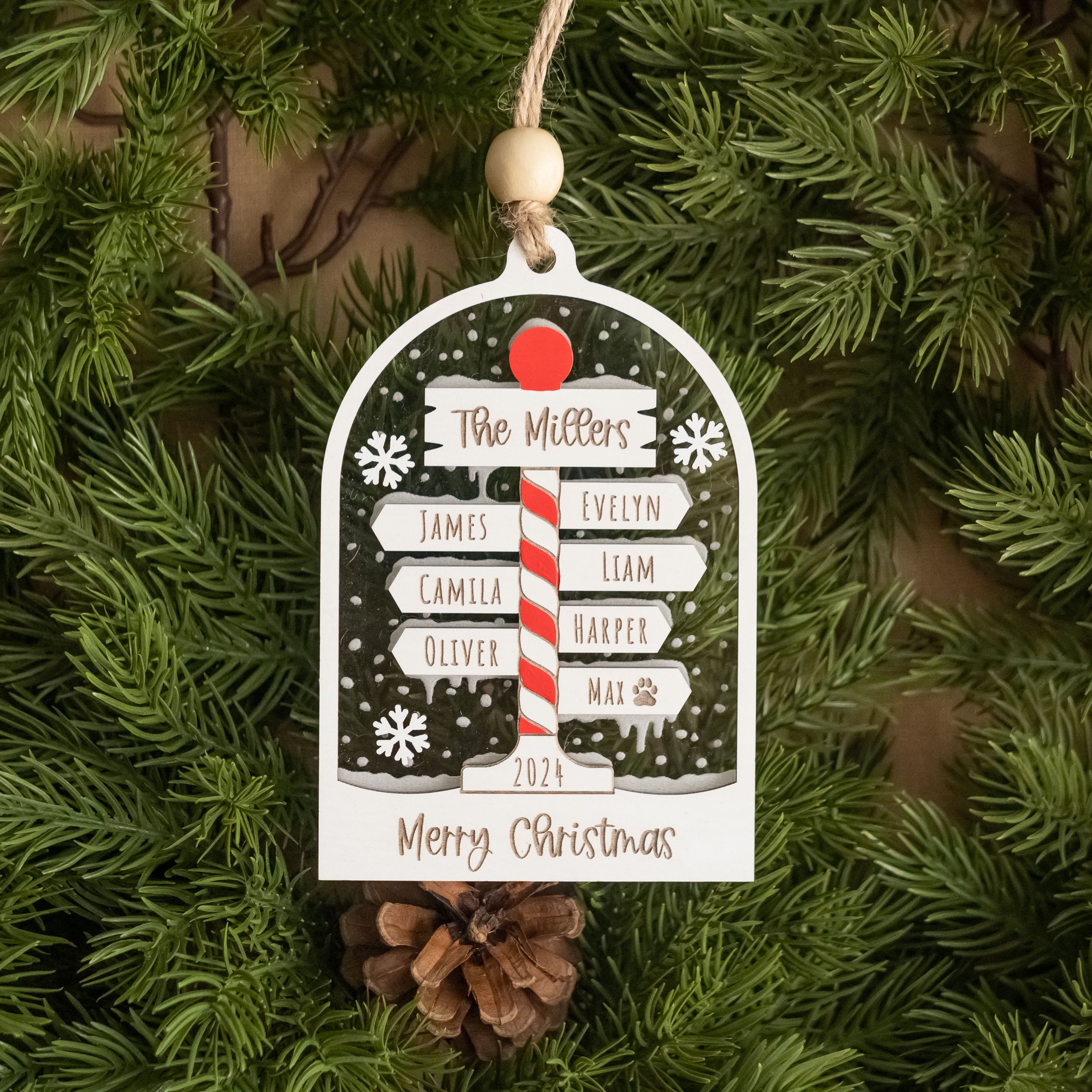 Personalized Family Christmas Ornament Wood Acrylic for Family Christmas Ornaments O46