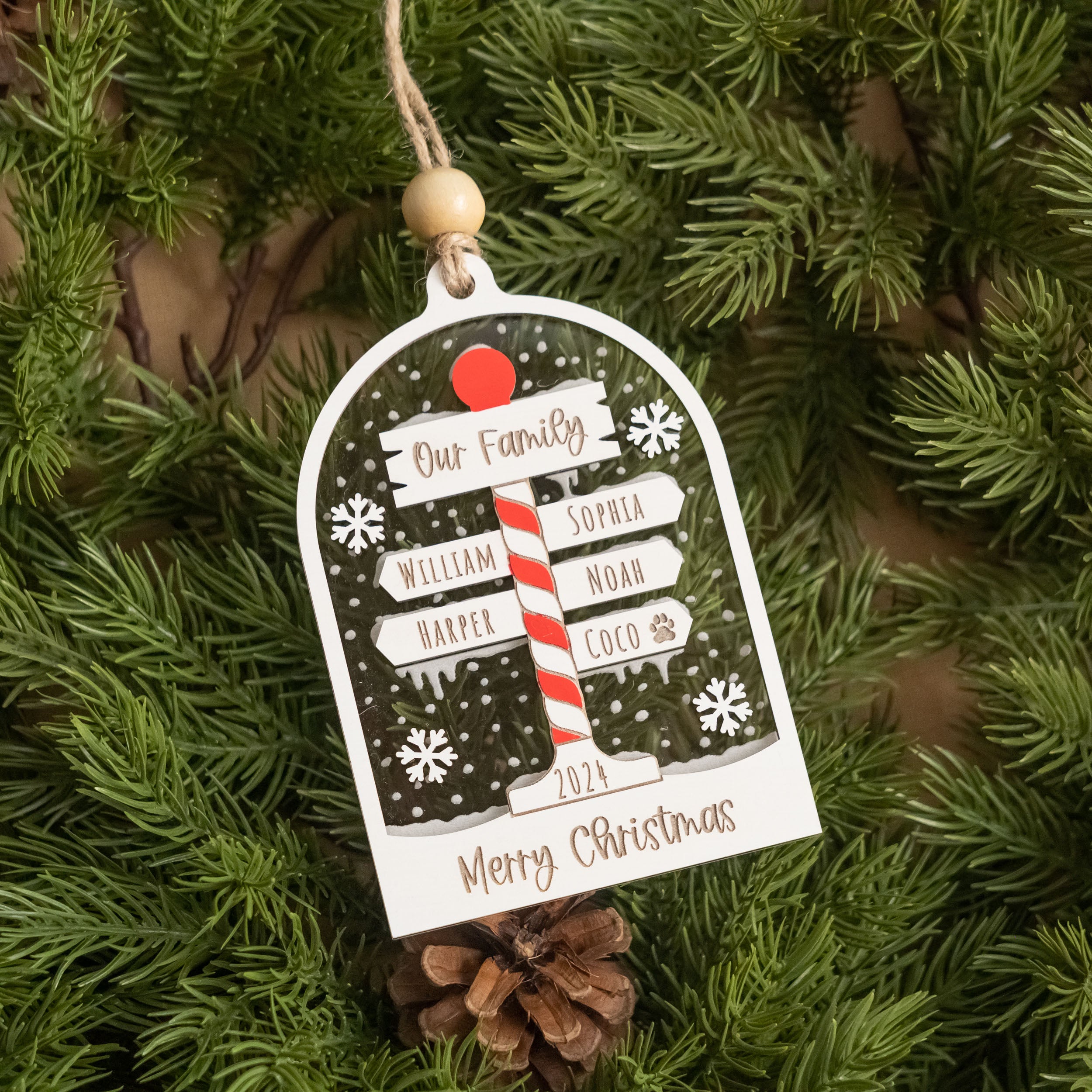 Personalized Family Christmas Ornament Wood Acrylic for Family Christmas Ornaments O46