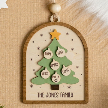 Wooden Family Christmas Tree Ornament Wood for Custom Christmas Ornaments R63