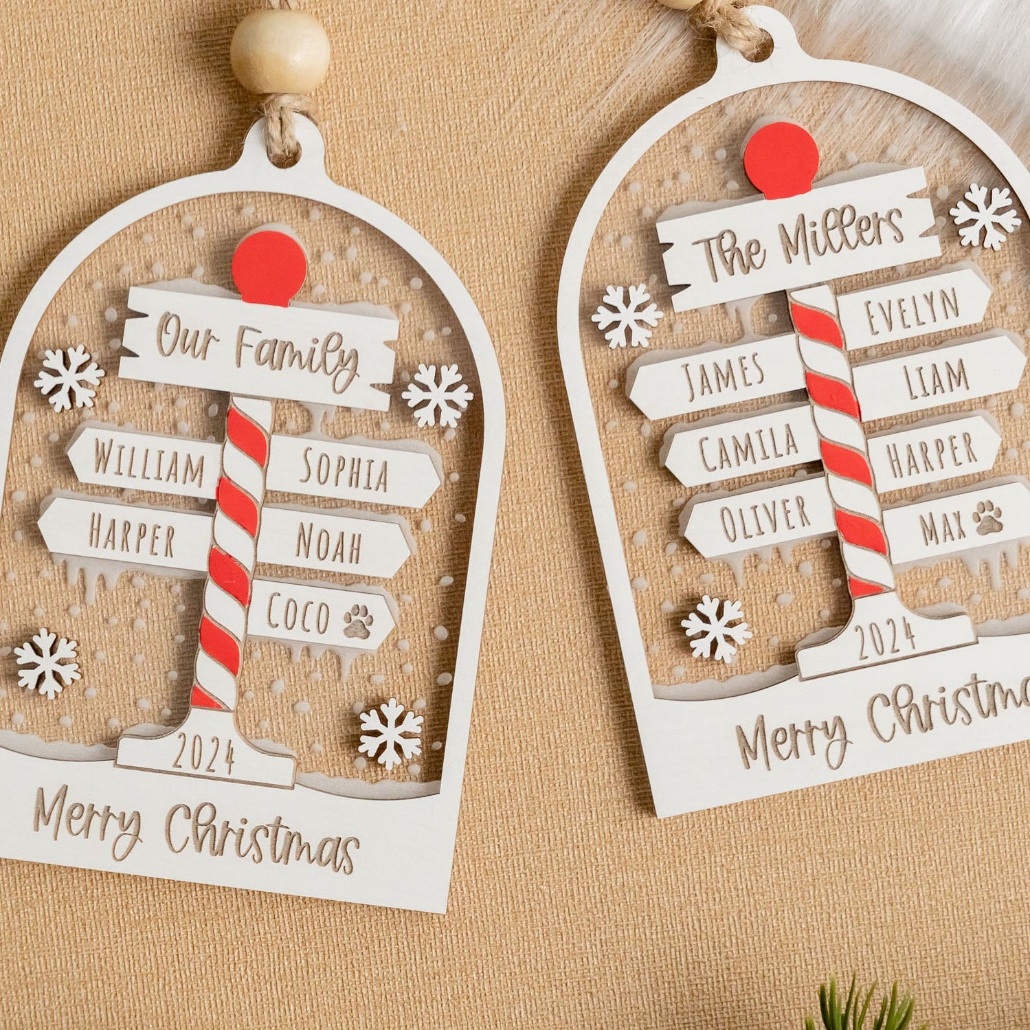 Personalized Family Christmas Ornament Wood Acrylic for Family Christmas Ornaments O46
