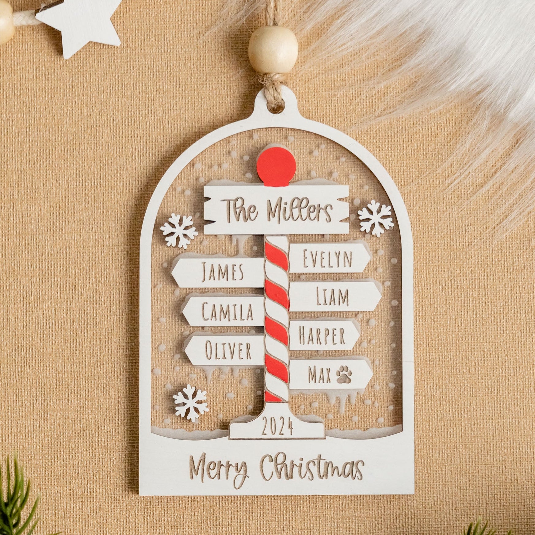 Personalized Family Christmas Ornament Wood Acrylic for Holiday Decor O46