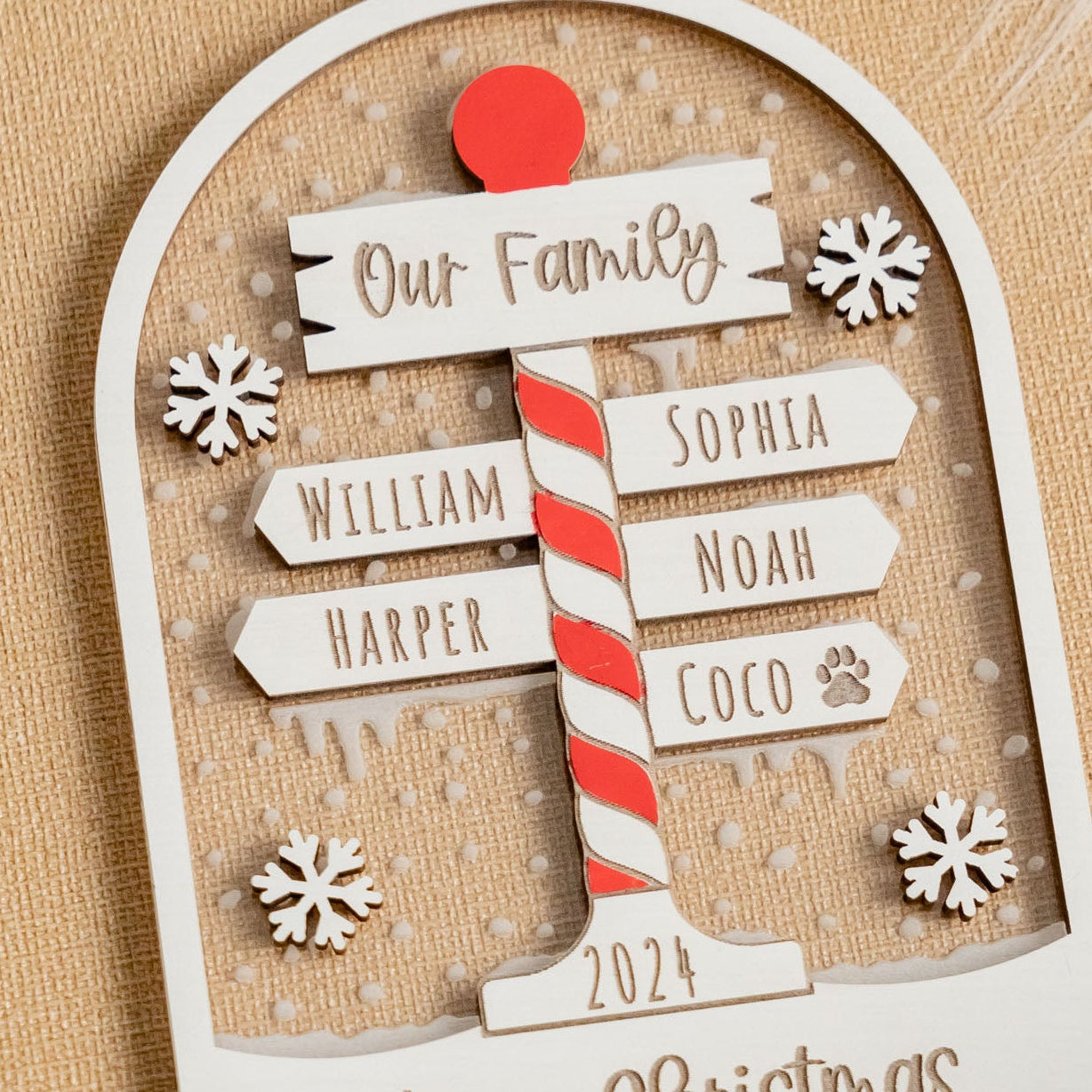 Personalized Family Christmas Ornament Wood Acrylic for Christmas O46