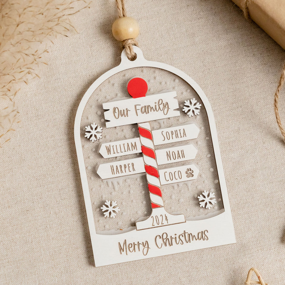 Personalized Family Christmas Ornament Wood Acrylic for Christmas O46