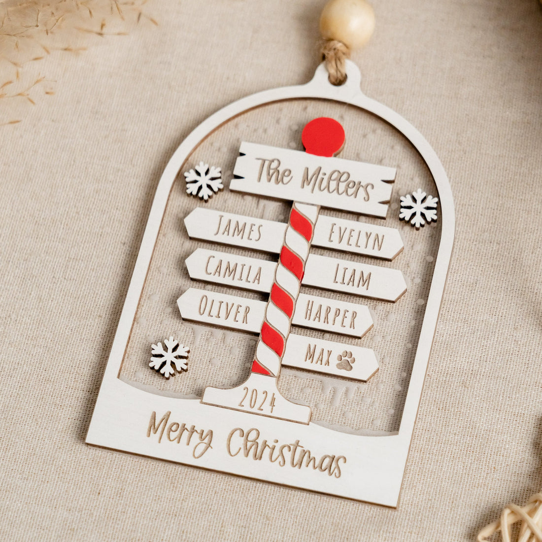 Personalized Family Christmas Ornament Wood Acrylic for Holiday Decor O46