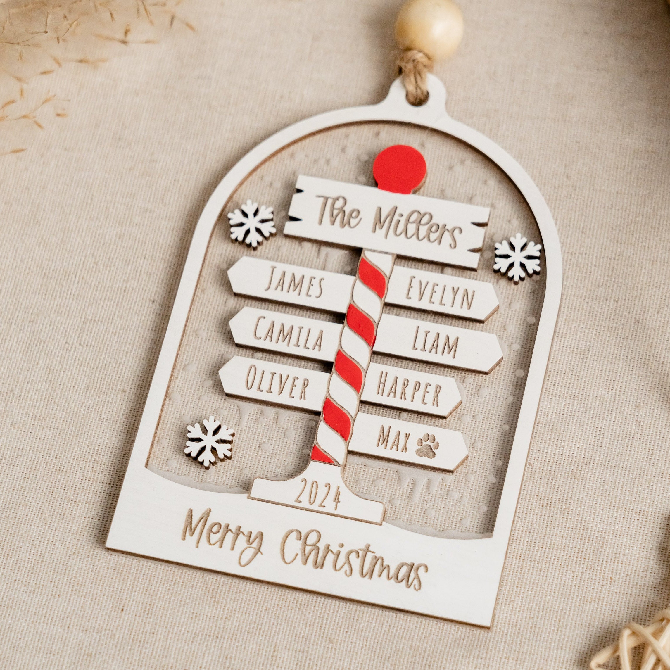 Personalized Family Christmas Ornament Wood Acrylic for Family Christmas Ornaments O46