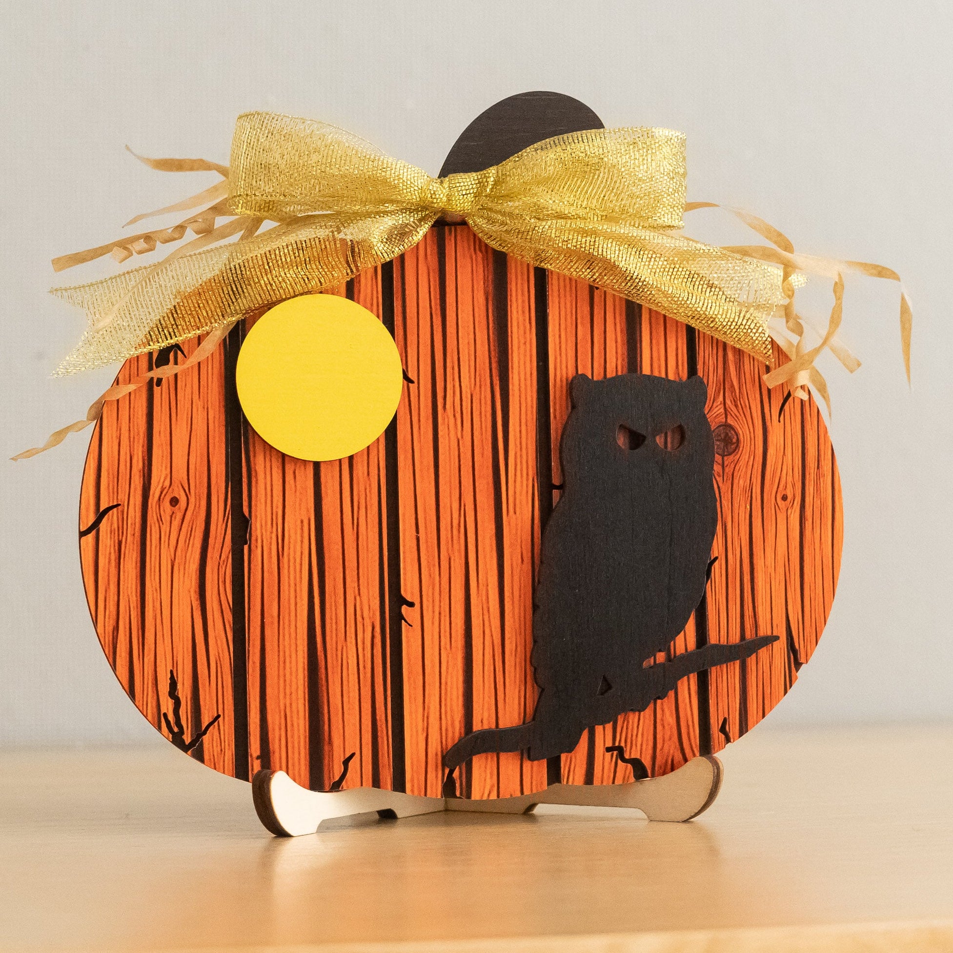 Wooden Pumpkin Halloween Tabletop Sign Decor for Fall B38