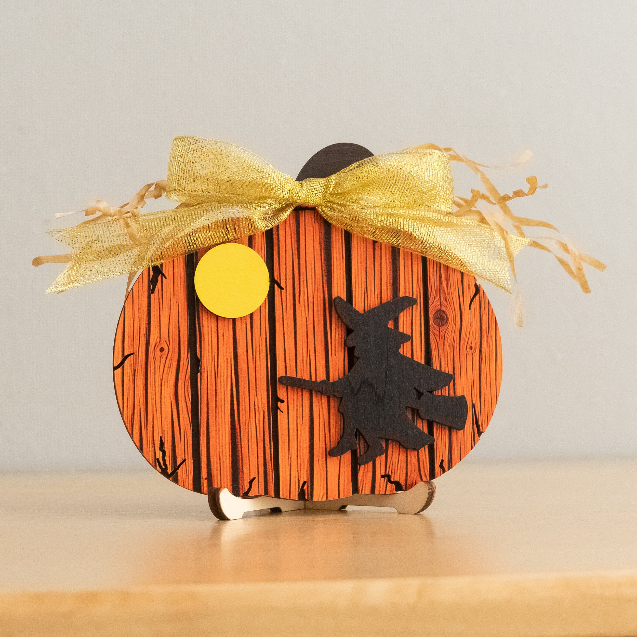 Wooden Pumpkin Halloween Tabletop Sign Decor for Fall B38