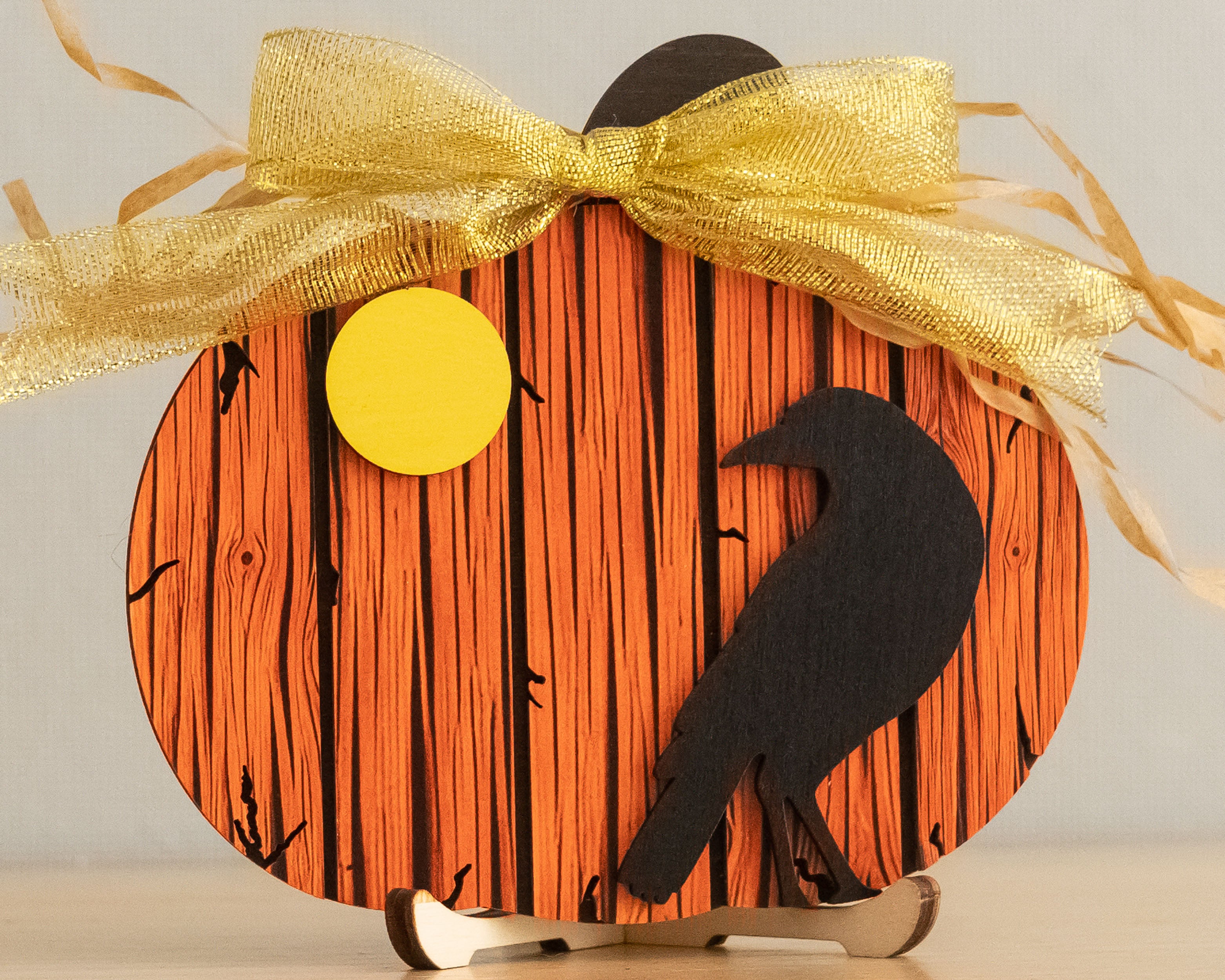 Wooden Pumpkin Halloween Tabletop Sign Decor for Fall B38