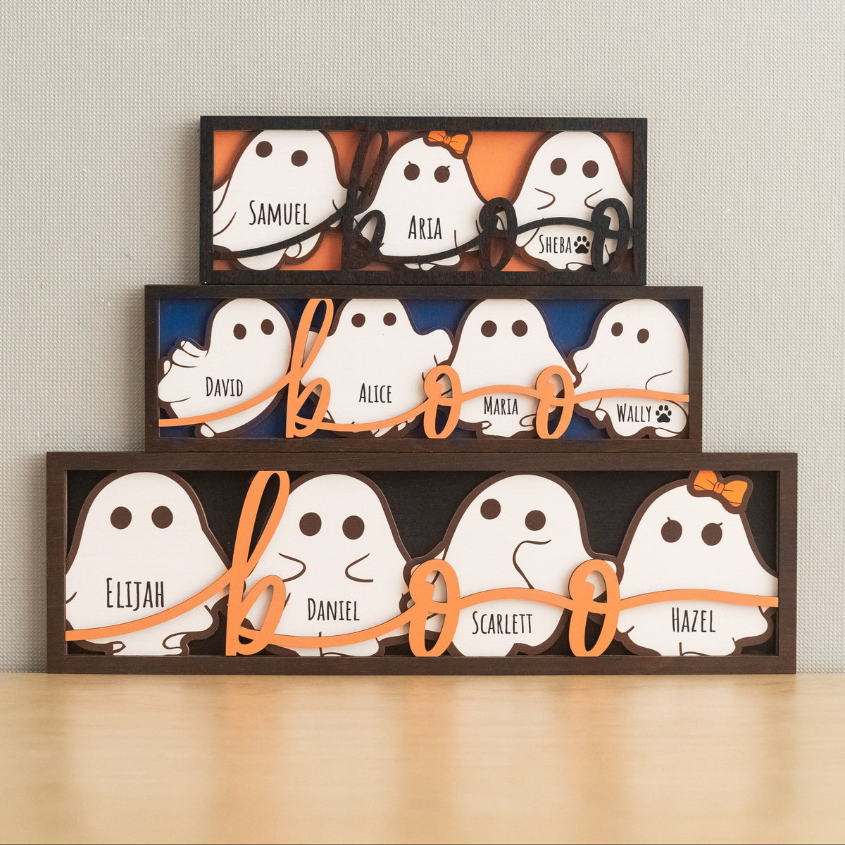 Personalized Ghost Family Name Sign Wood for Halloween Decor B37
