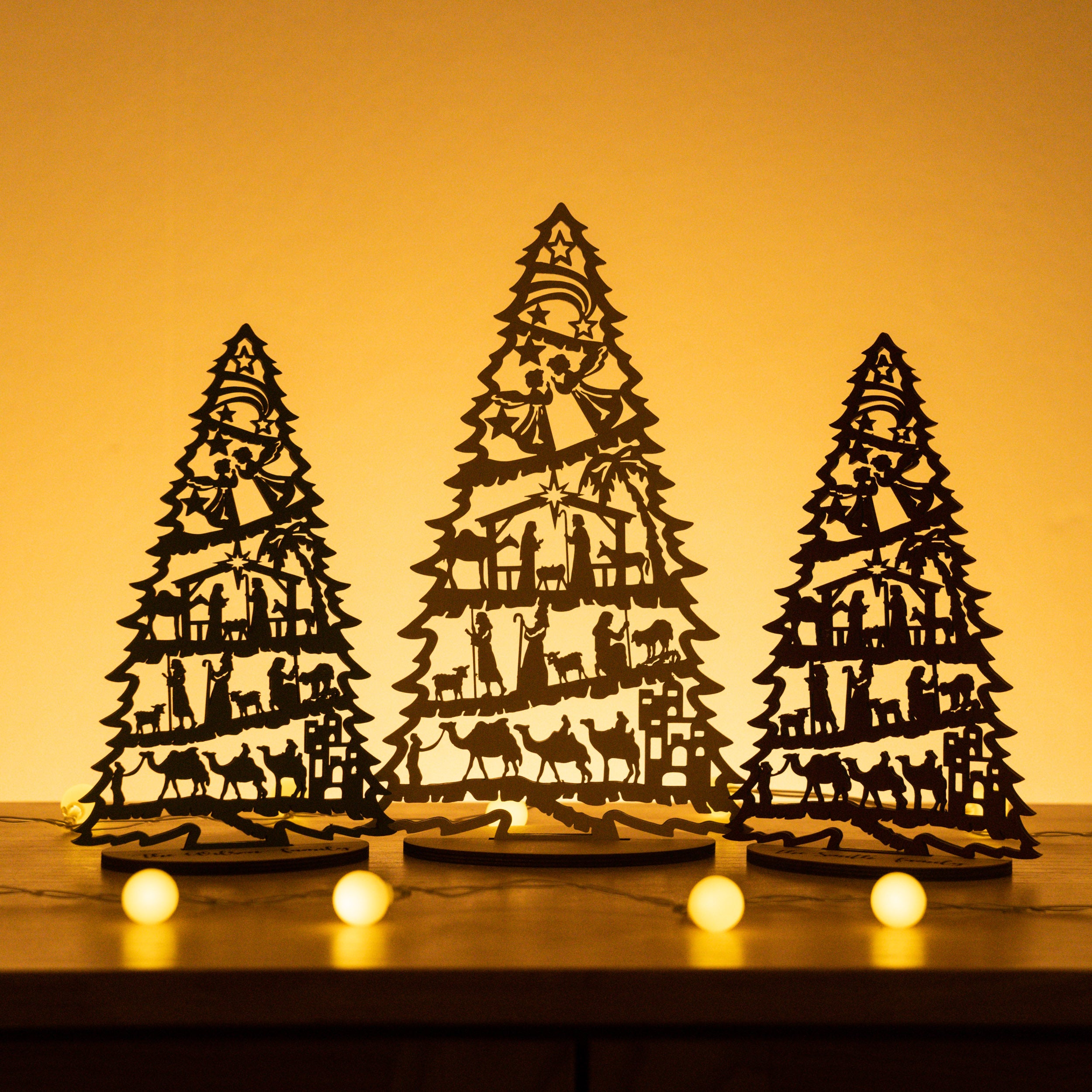 Wooden Nativity Tree Decor for Christmas Tabletop Decor R53