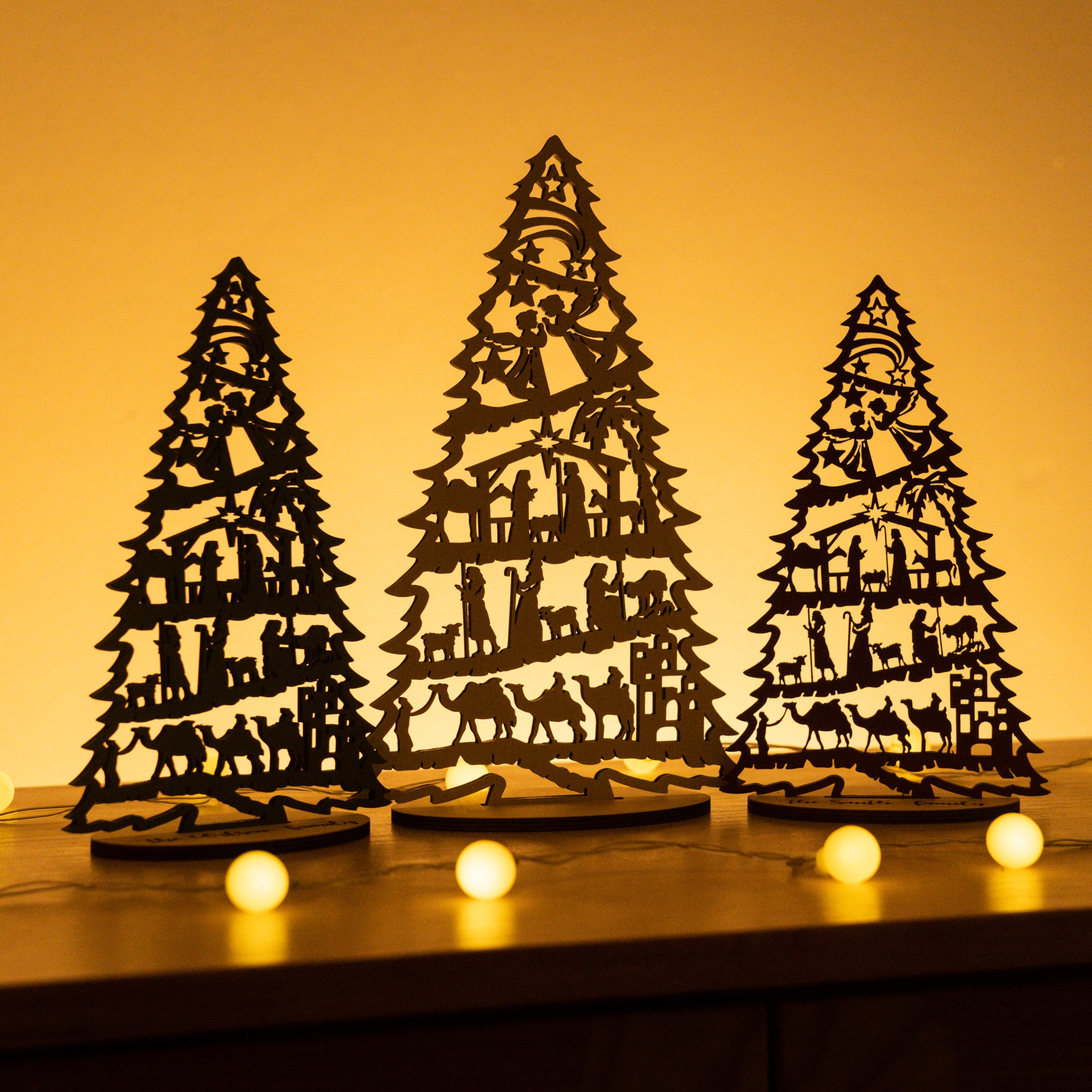 Wooden Nativity Tree Decor for Christmas Tabletop Decor R53