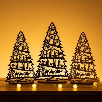 Wooden Nativity Tree Wood for Religious Christmas Nativity Decor G08