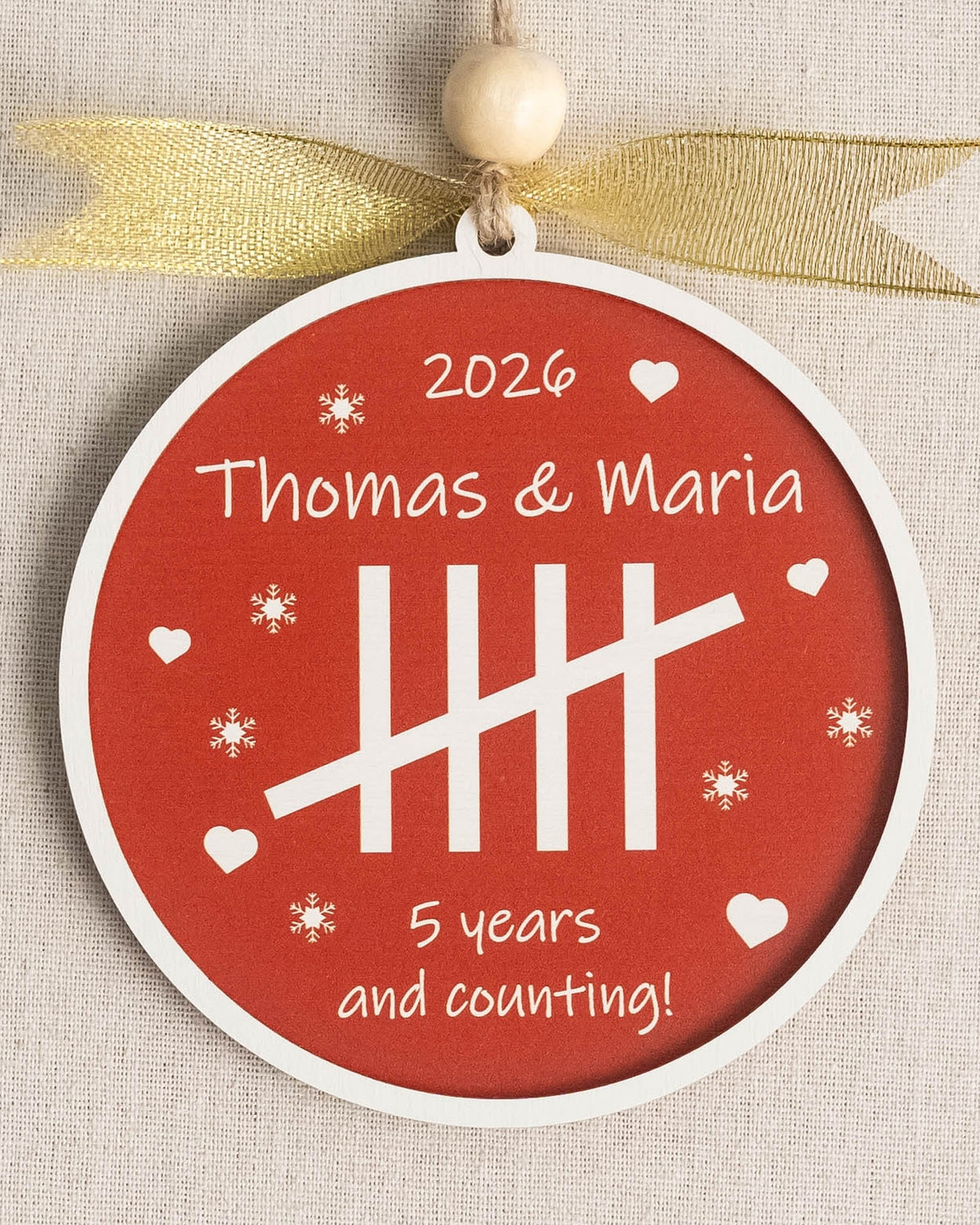 Personalized Anniversary Wood Ornament for Christmas Suncatcher B42