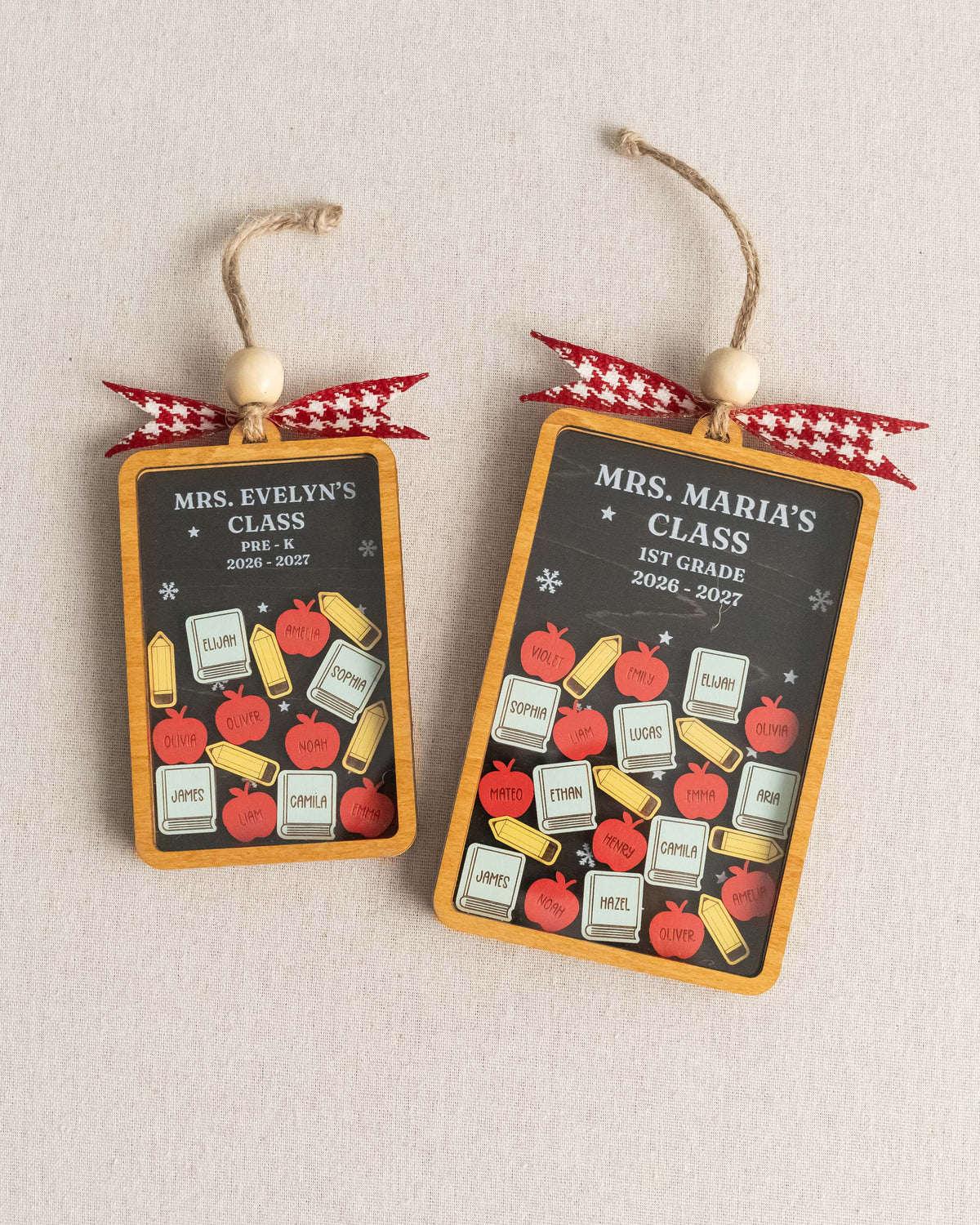 Teacher Shaker Ornament Wood and Teacher Christmas Gift for Tree B40