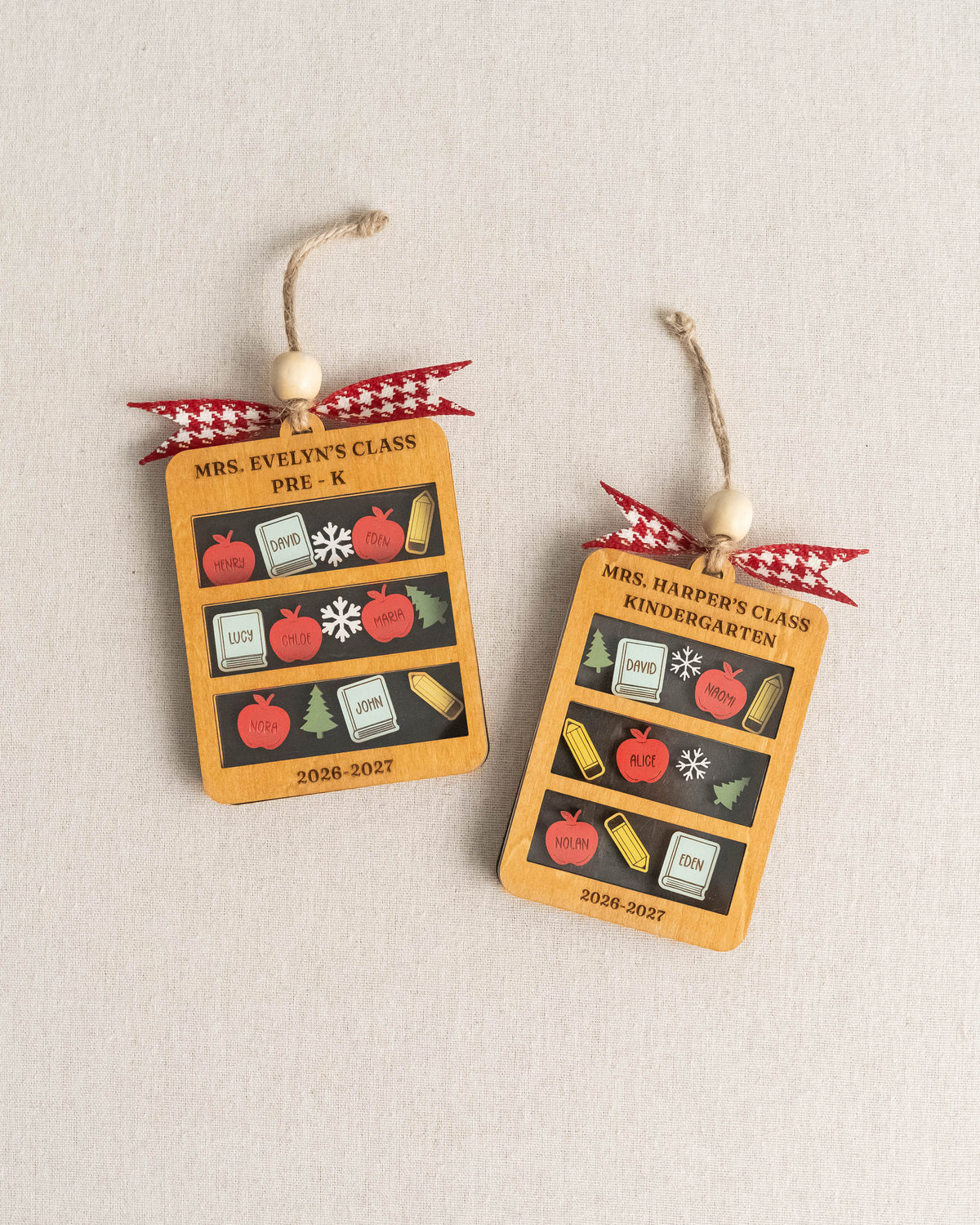 Teacher Shaker Ornament Wood and Teacher Christmas Gift for Tree B50