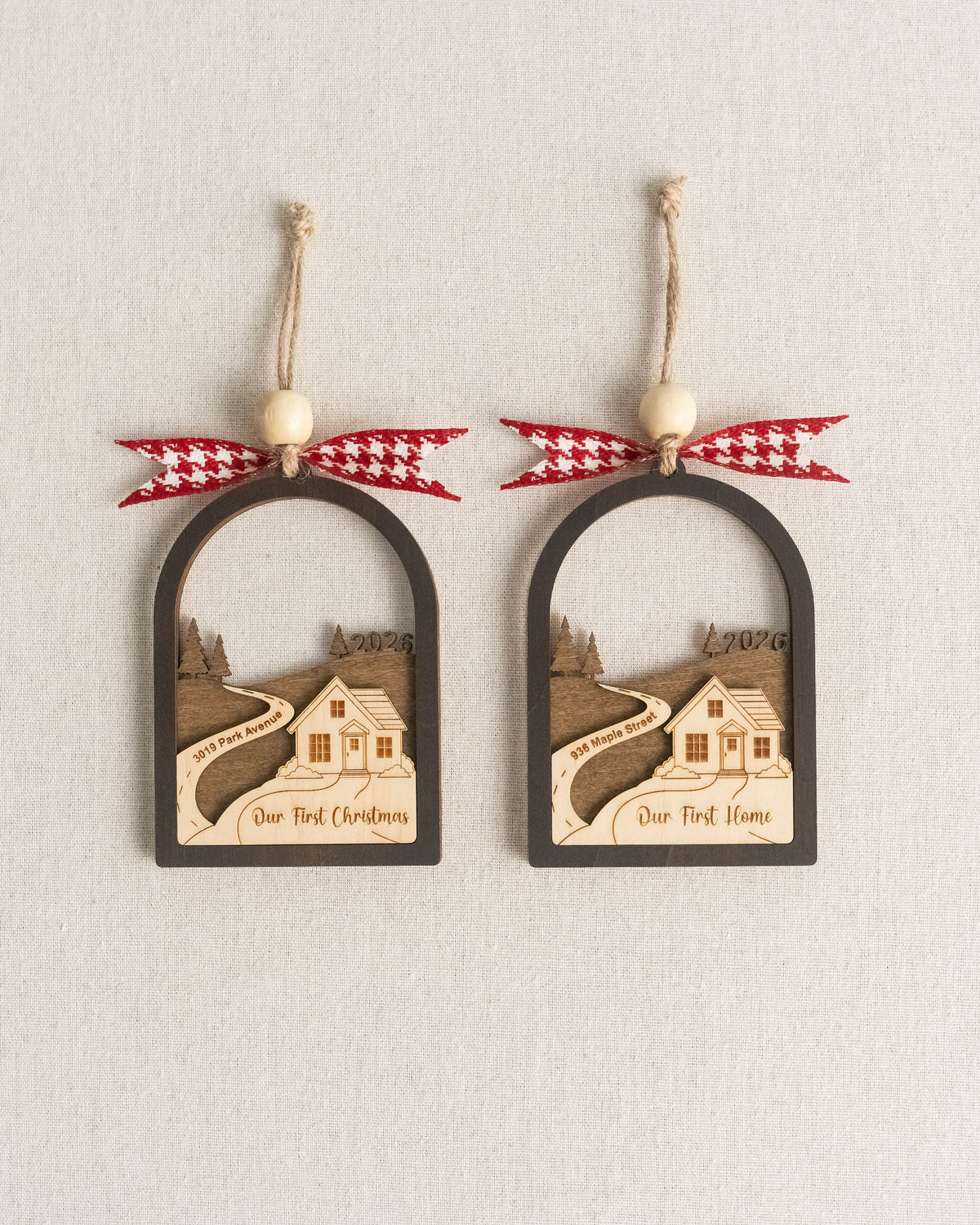 First Home Ornament Wood and Custom Address Ornament for Tree B51