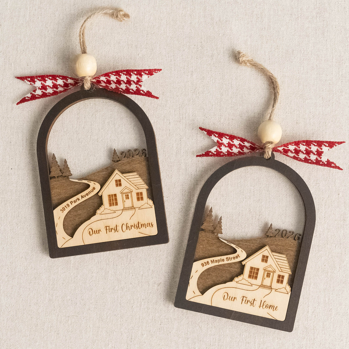 First Home Ornament Wood and Custom Address Ornament for Tree B51