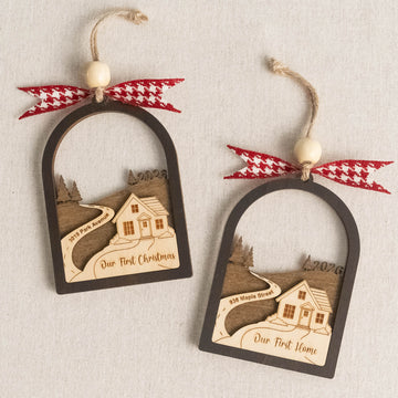 First Home Ornament Wood and Custom Address Ornament for Tree B51